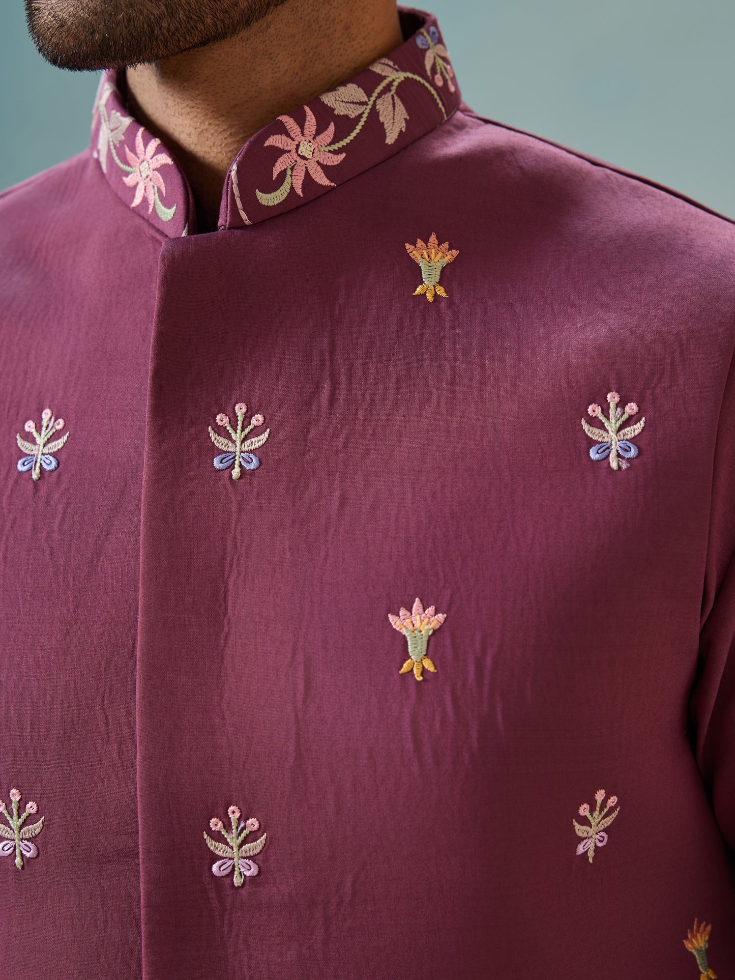 "The Royal Bloom – Plum Kurta Set for the Modern Maharaja"