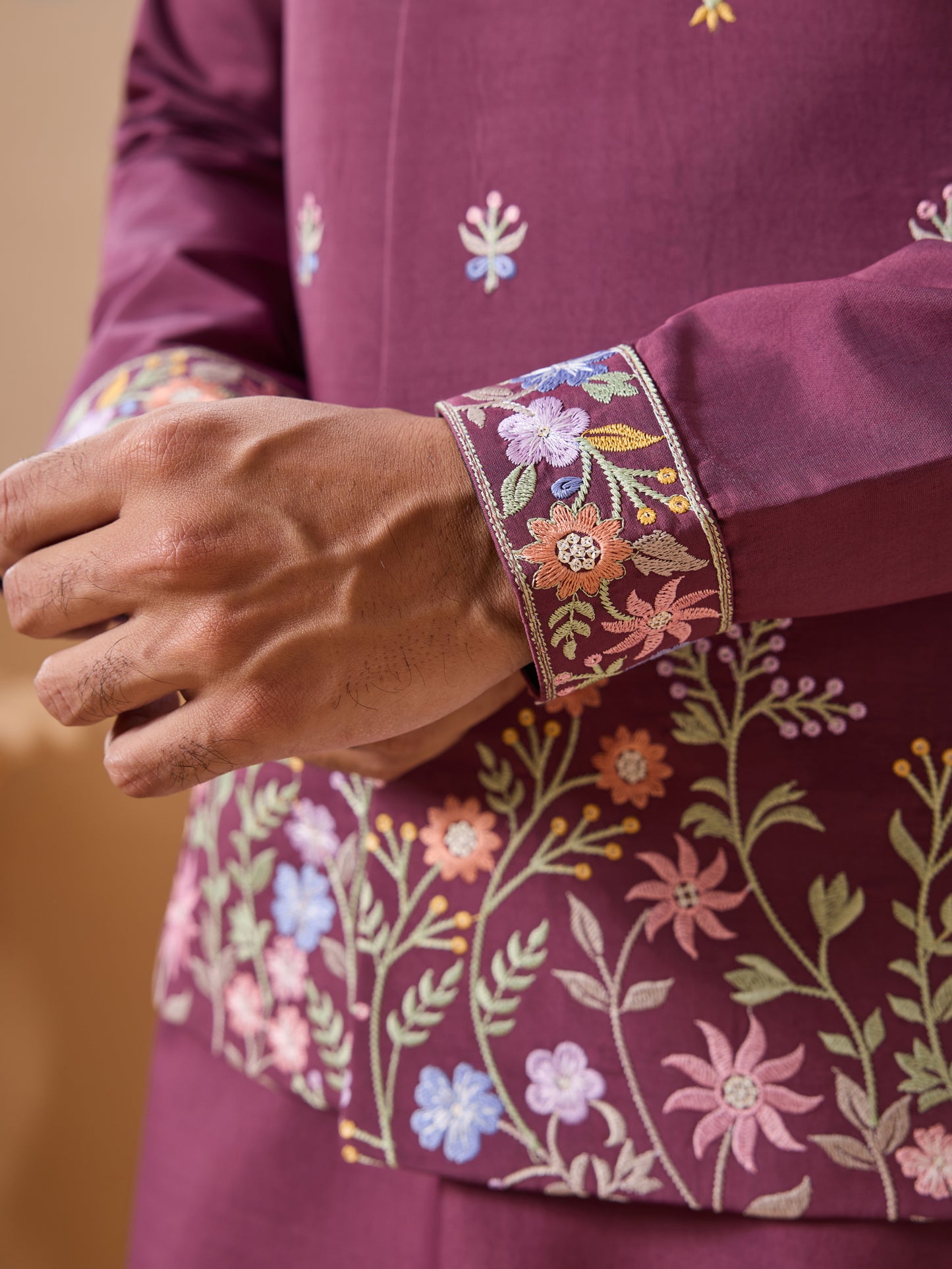"The Royal Bloom – Plum Kurta Set for the Modern Maharaja"
