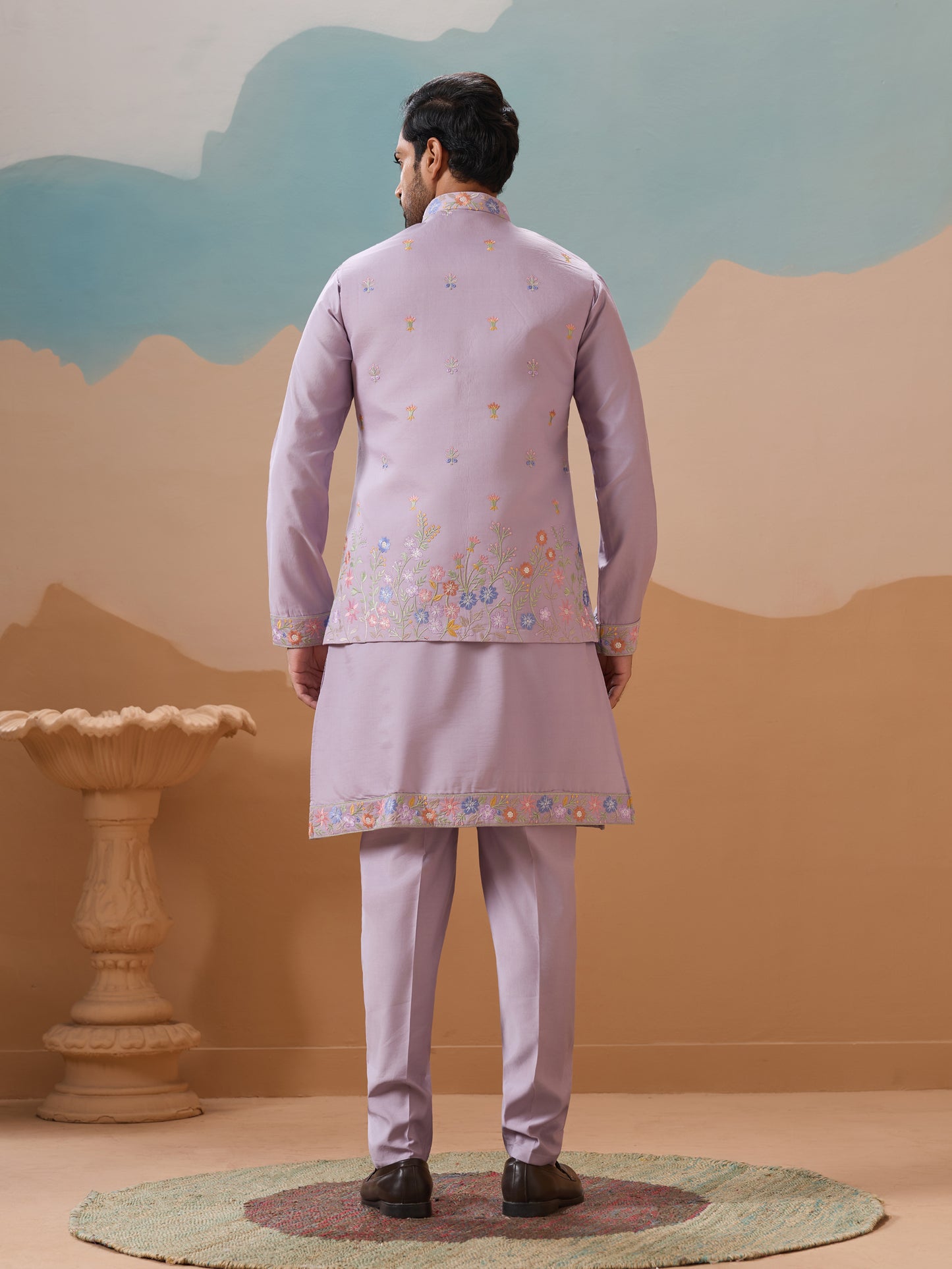 Lavender Bloom Embroidered Kurta Set – Effortless Festive Elegance