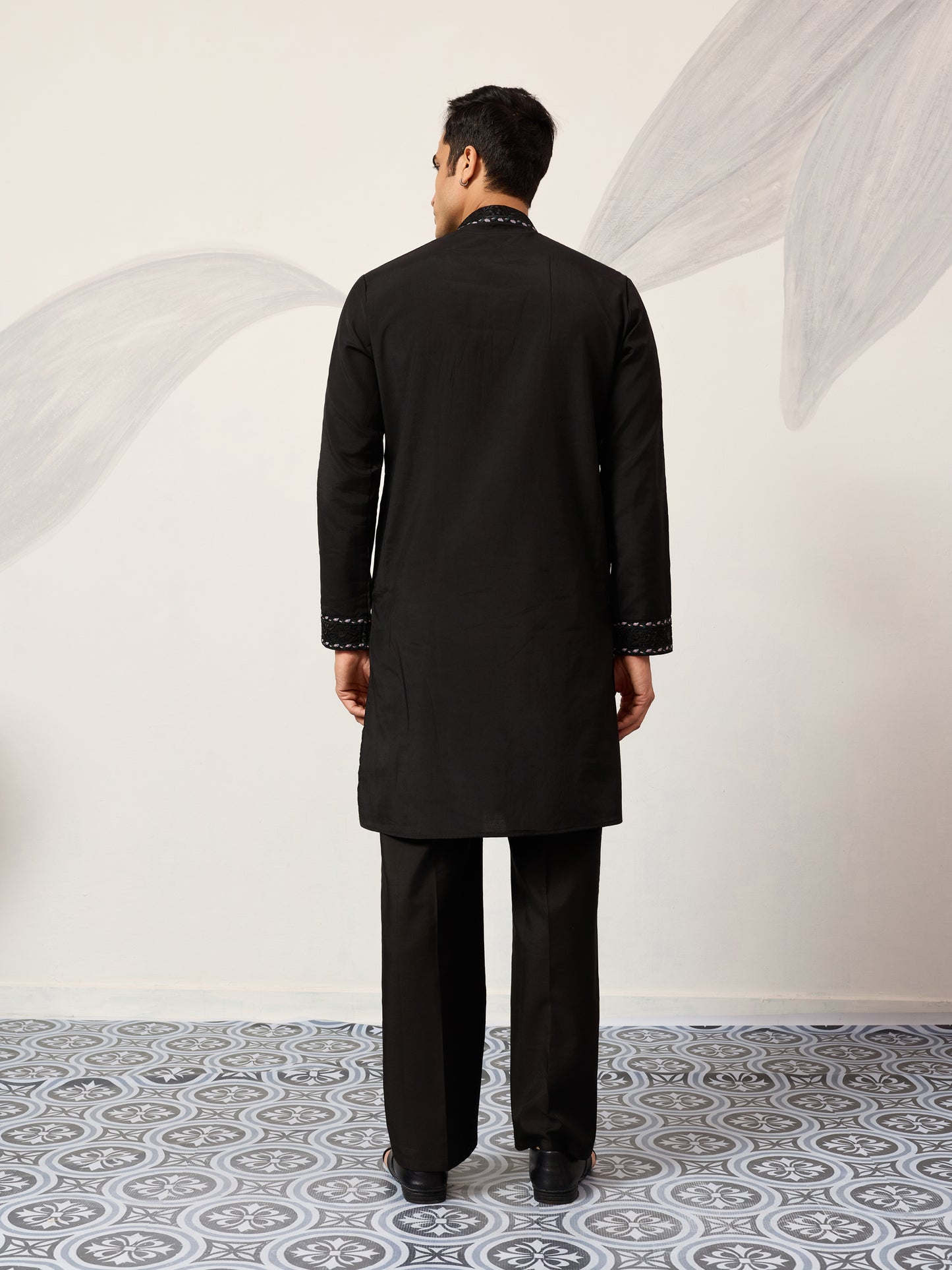 Midnight Noir Embroidered Kurta with Dupatta