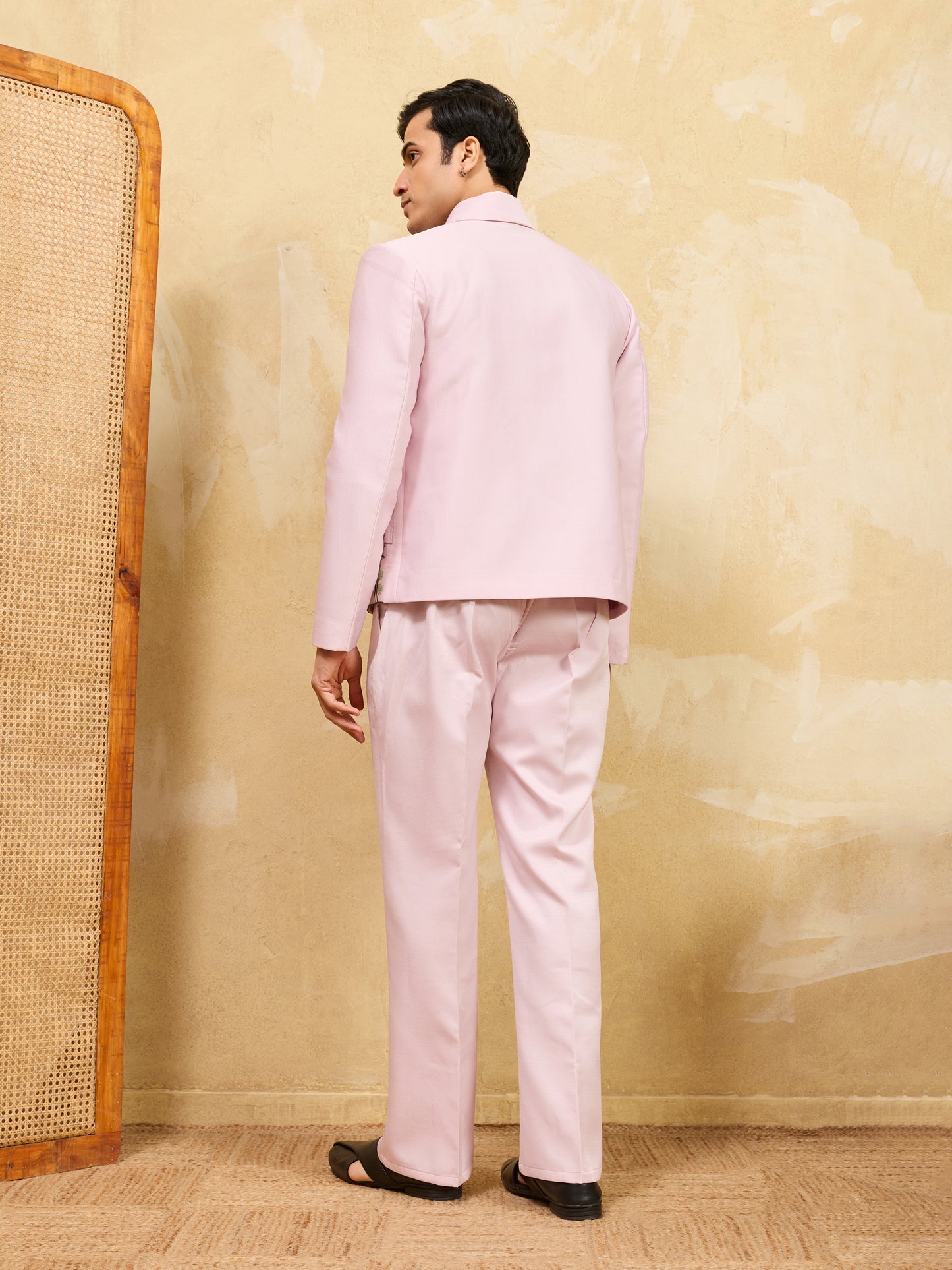 Blush Royale Botanical Embroidered Zipper Jacket Set – Designer Statement Ensemble