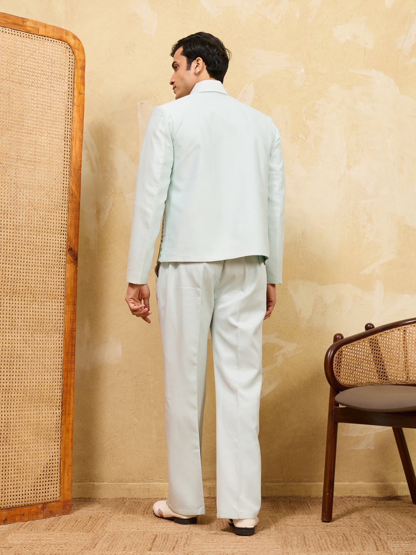 Sage Royale Botanical Embroidered Jacket Set – Luxury Designer Statement Ensemble