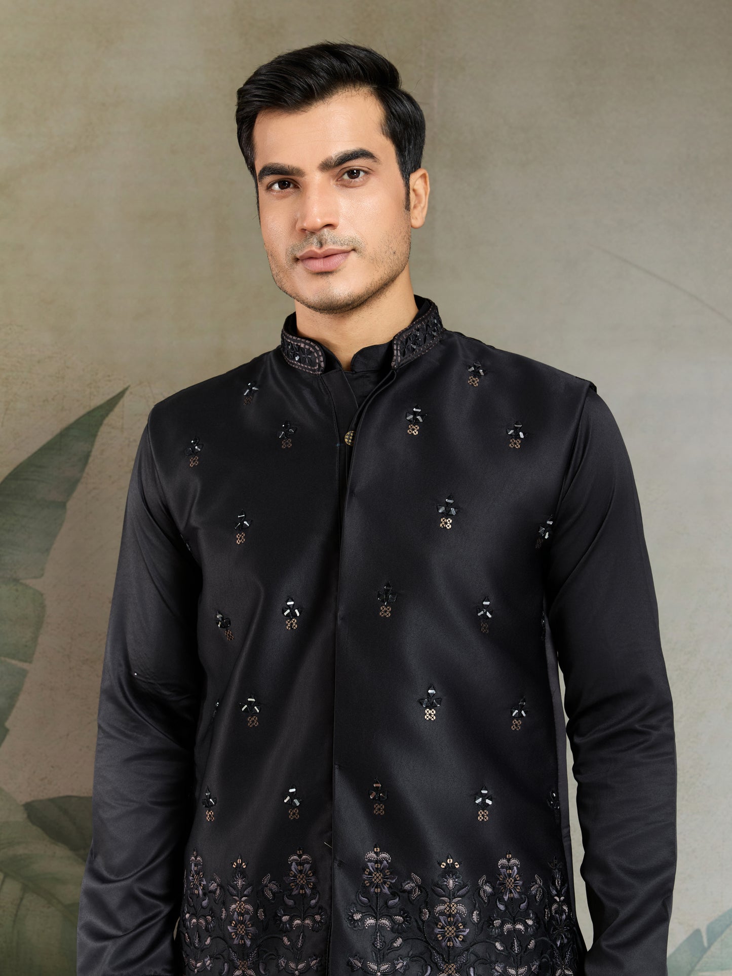 Black Embroidered Designer Kurta for Men