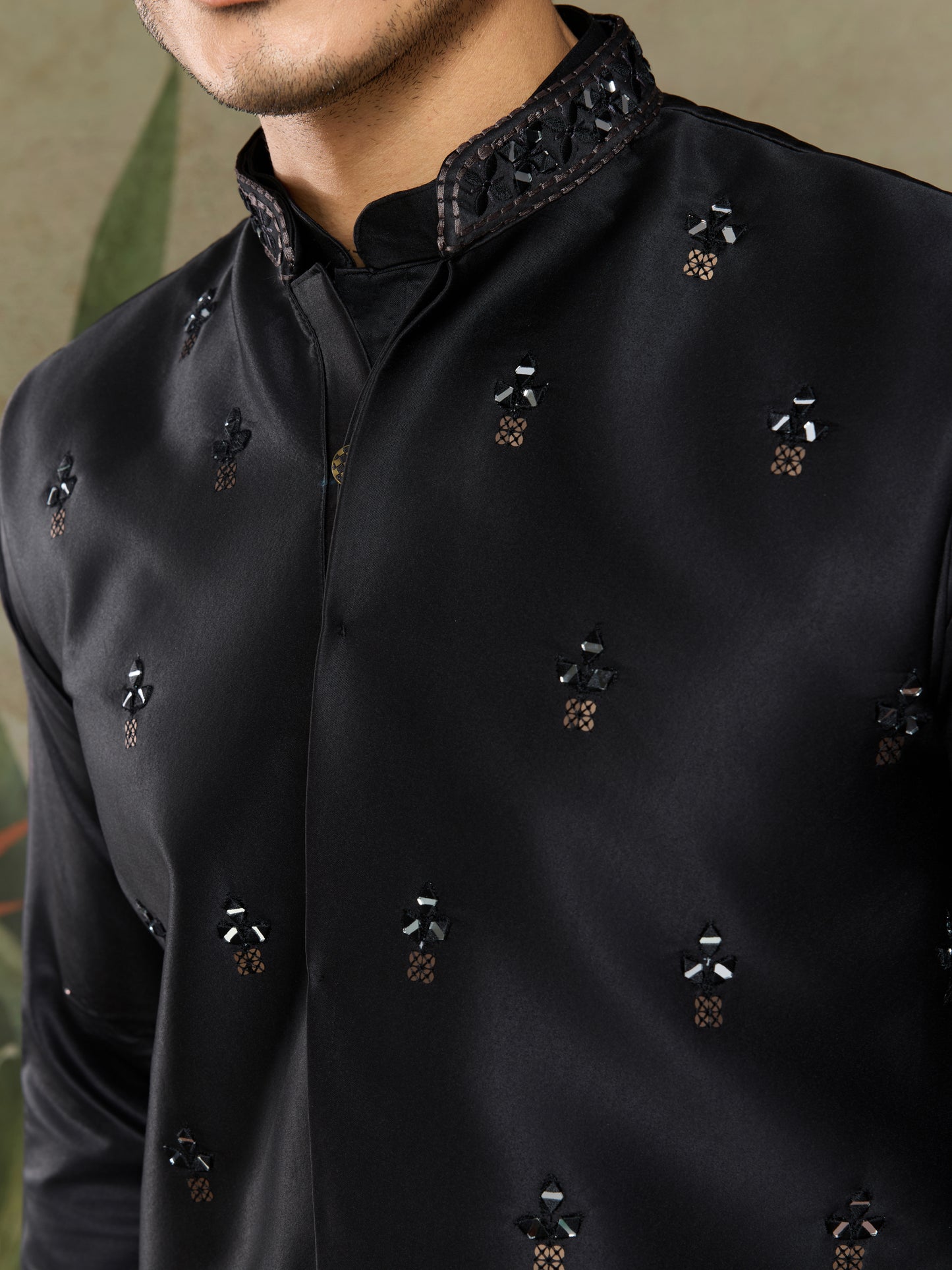 Black Embroidered Designer Kurta for Men