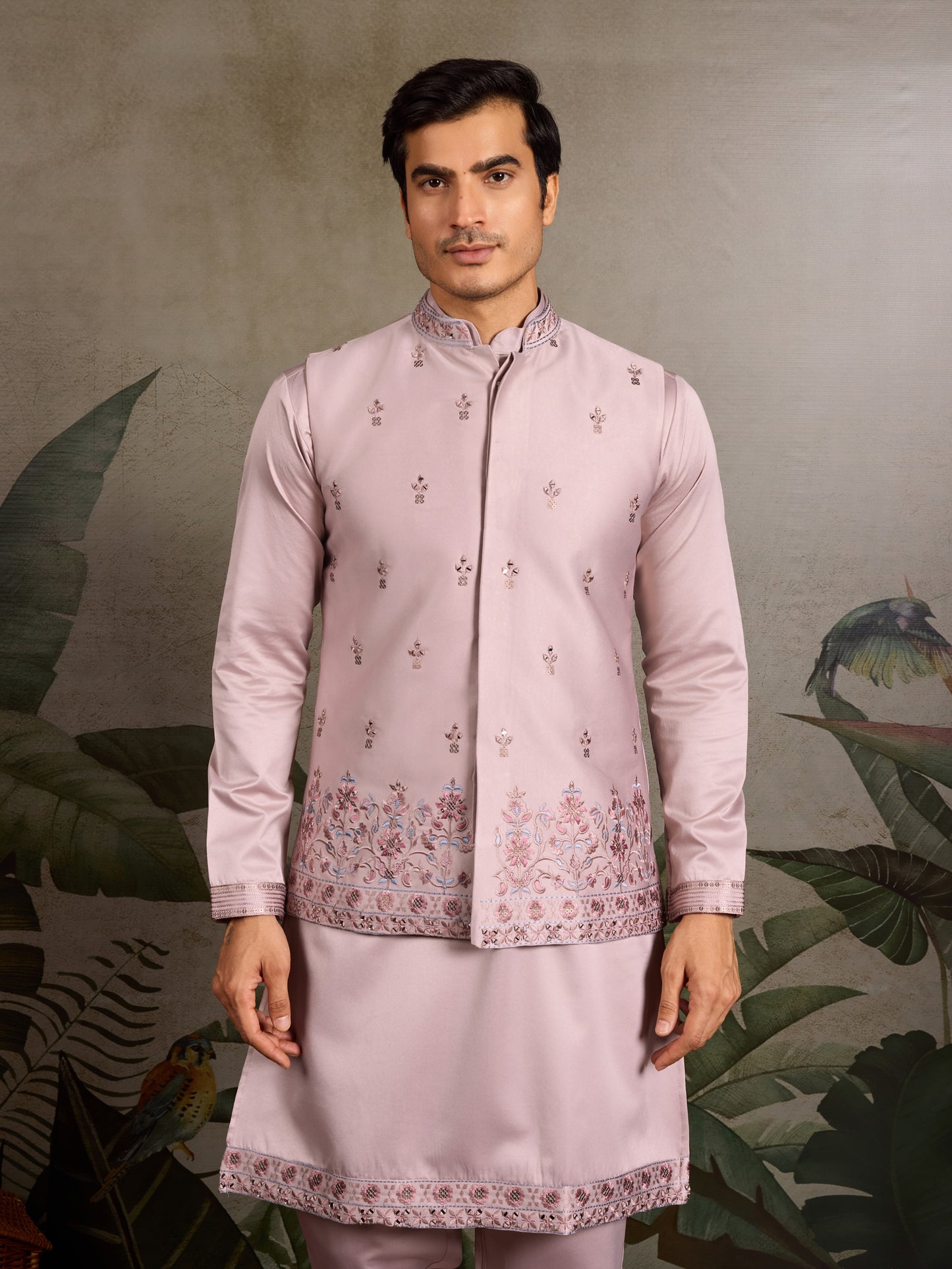 Pastel Pink Embroidered Designer Kurta for Men