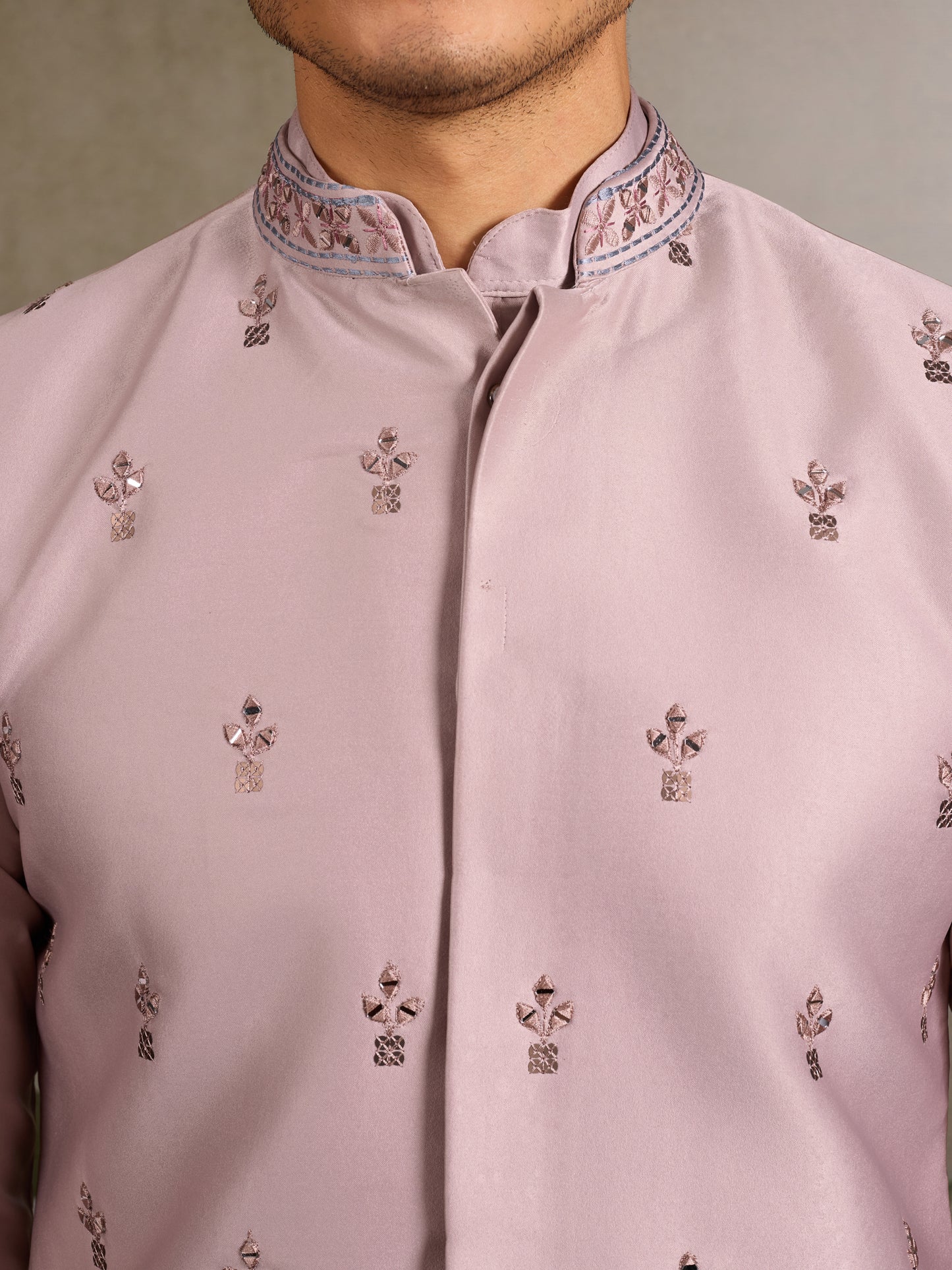 Pastel Pink Embroidered Designer Kurta for Men