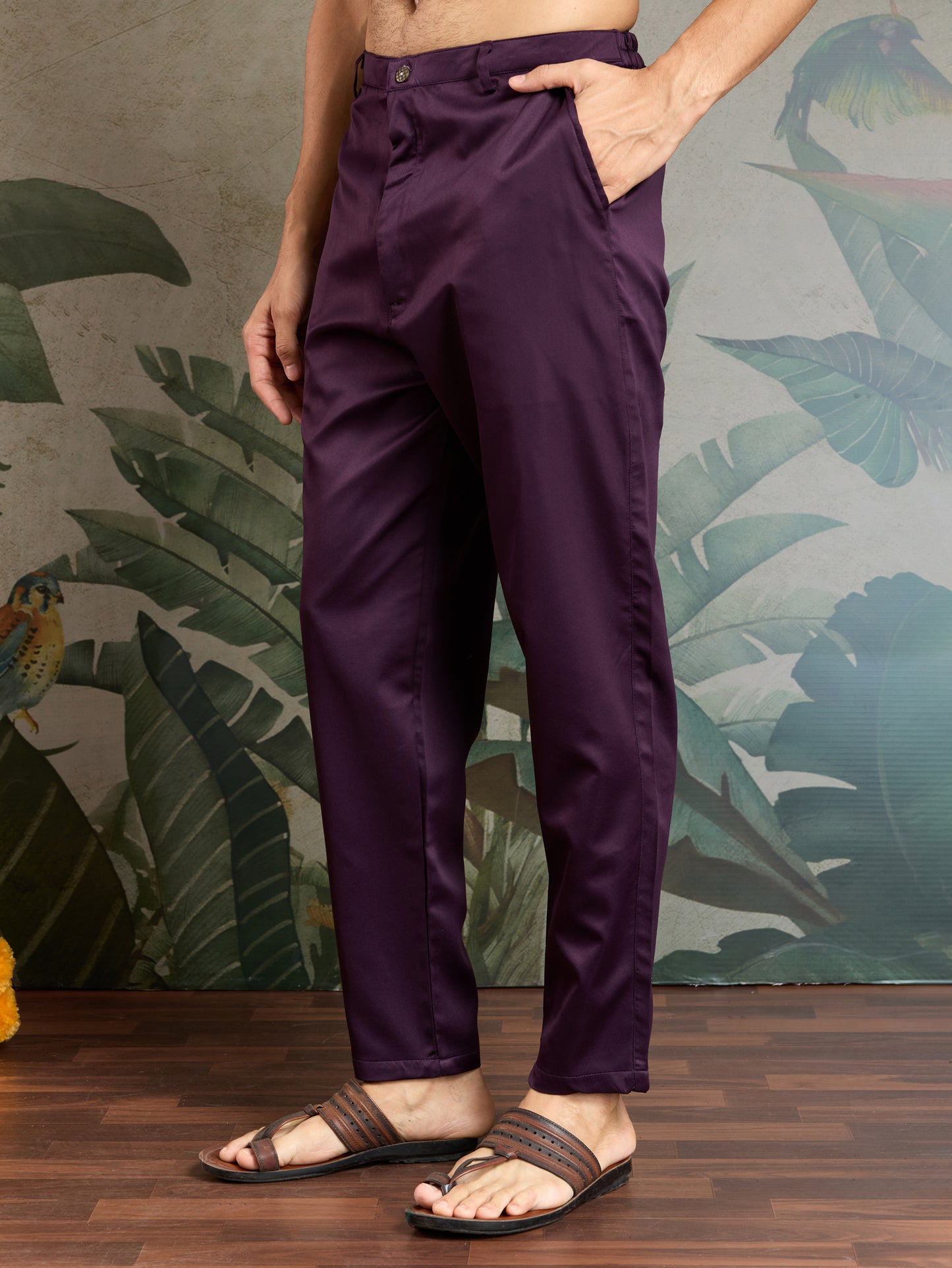 Majestic Plum Embroidered Kurta Set for Men