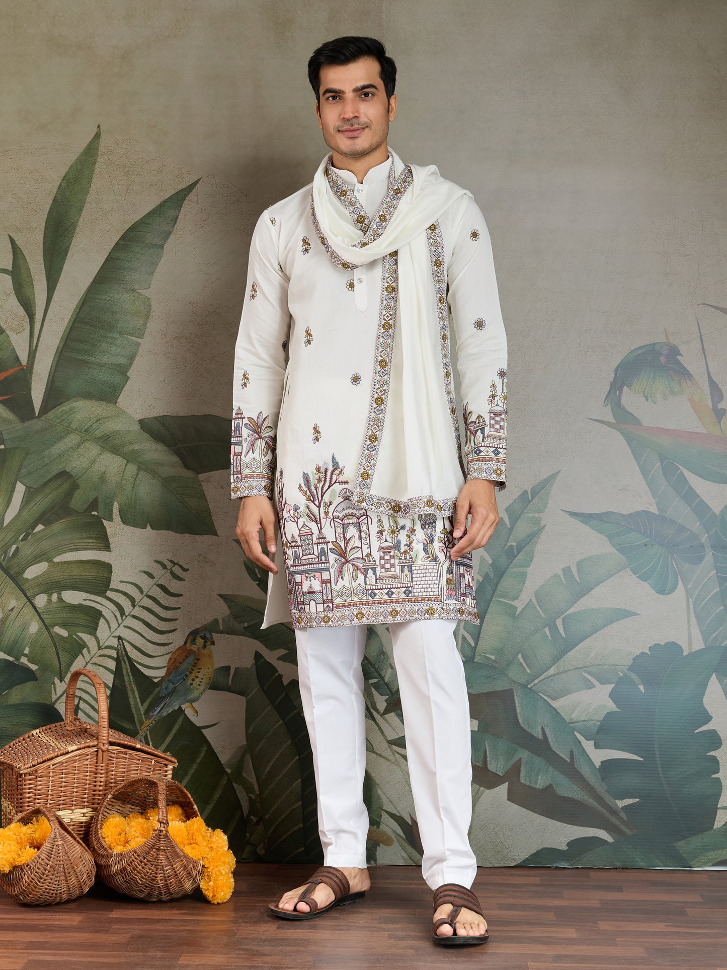 Heritage Charm White Kurta Set with Dupatta