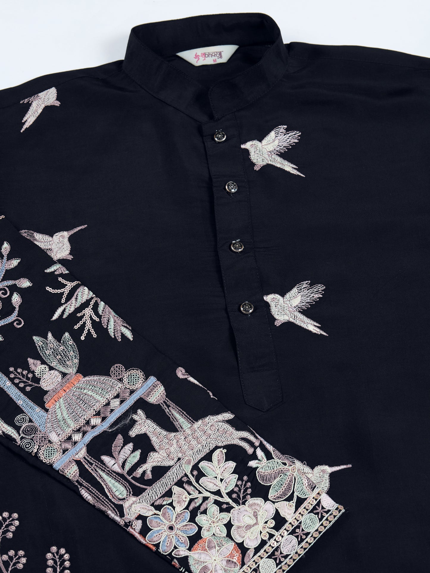 Midnight Majesty: Embroidered Black Festive Kurta
