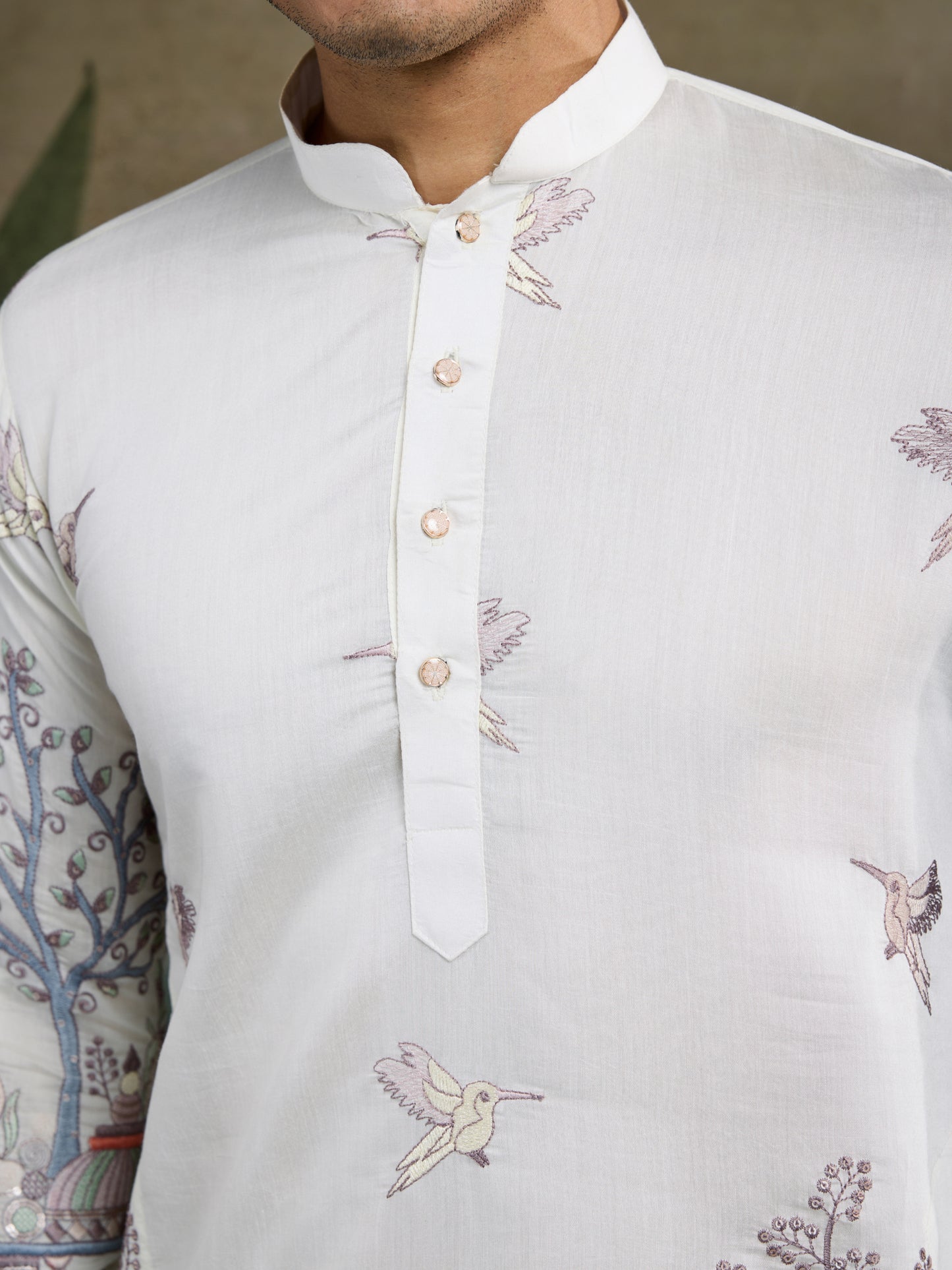 Ivory Forest Tales Embroidered Kurta