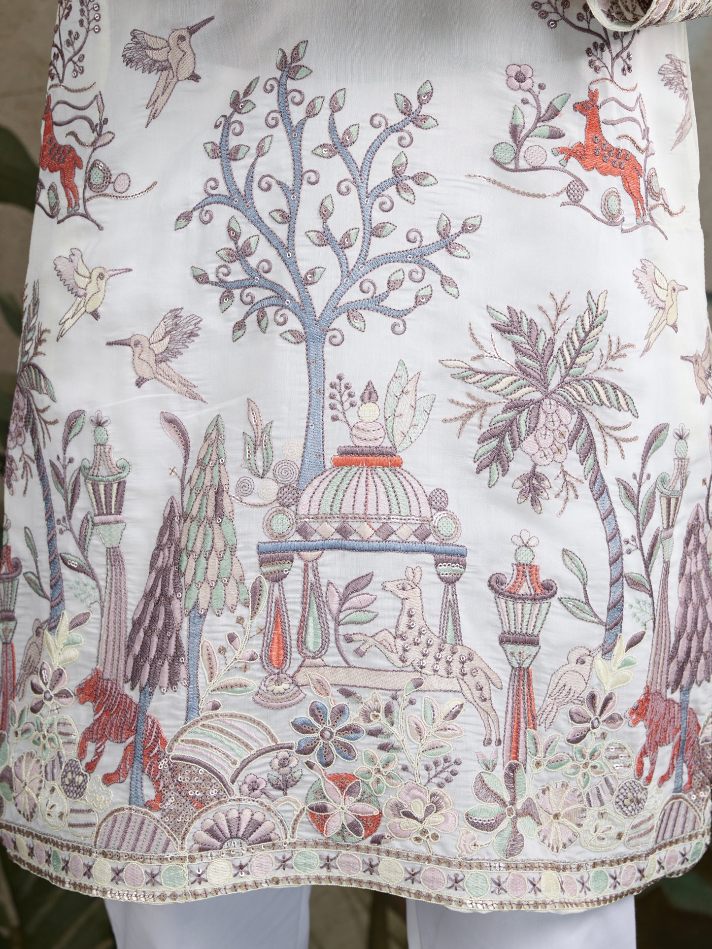 Ivory Forest Tales Embroidered Kurta
