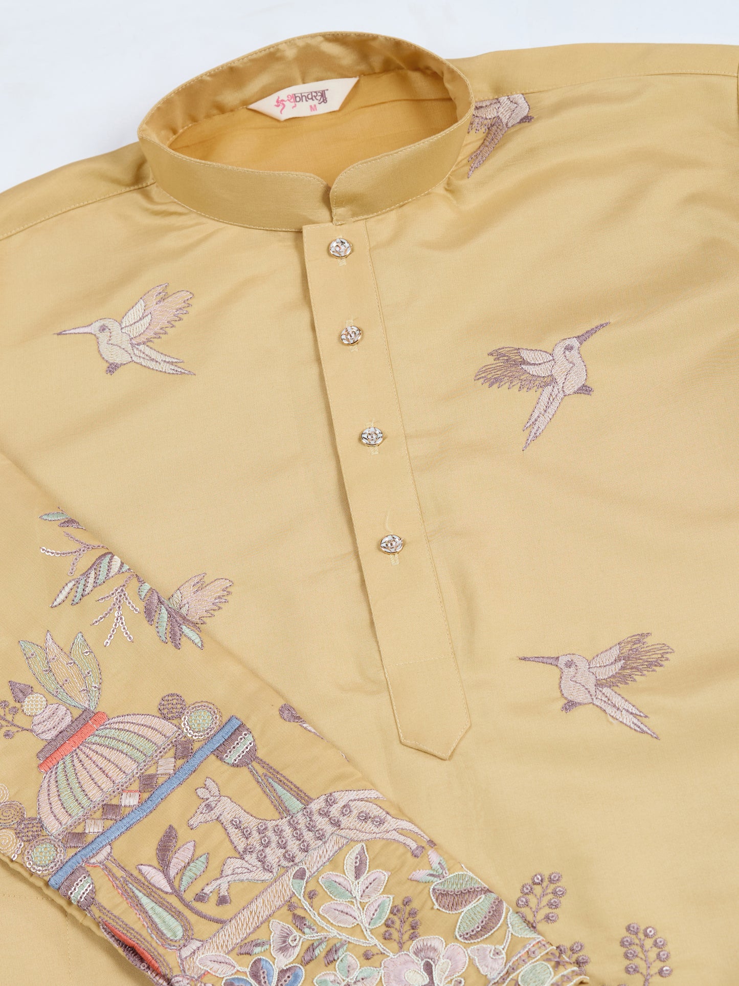 Mustard Royal Garden Embroidered Kurta