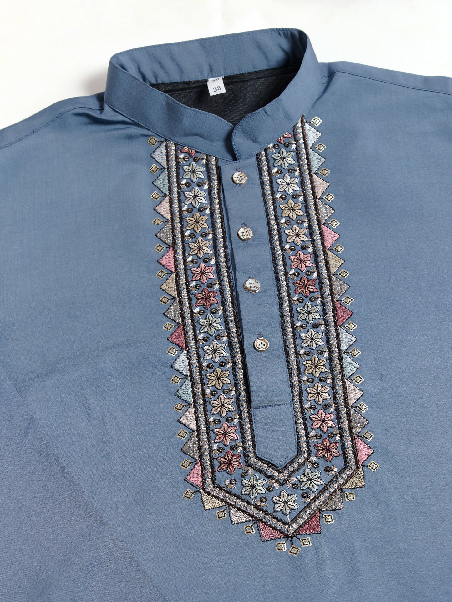 Elegant Blue Embroidered Kurta Set with Jacket
