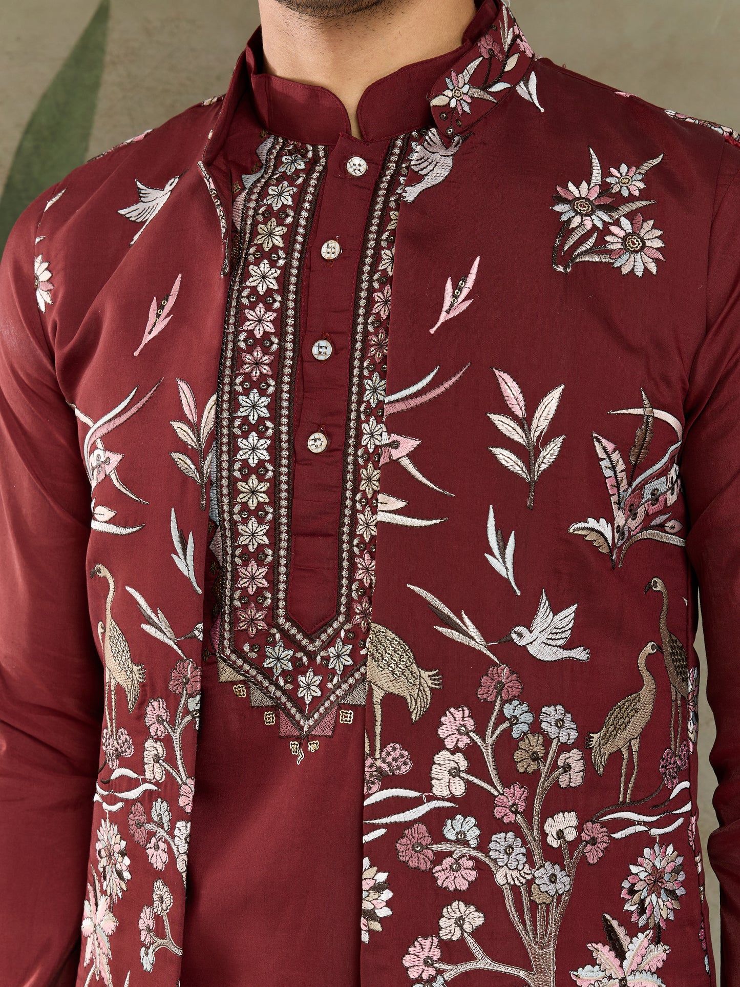Maroon Embroidered Kurta Pajama Set – Premium Ethnic Wear for Men