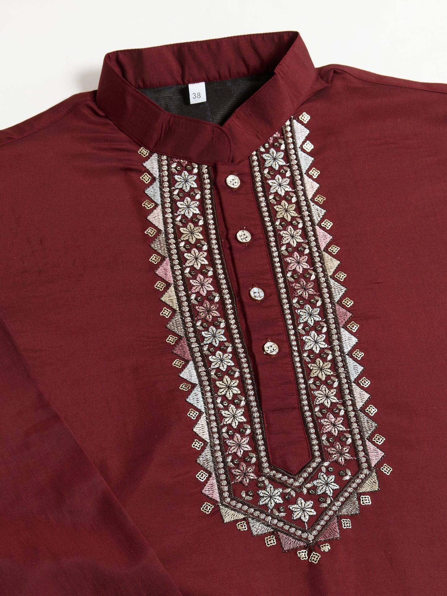 Maroon Embroidered Kurta Pajama Set – Premium Ethnic Wear for Men