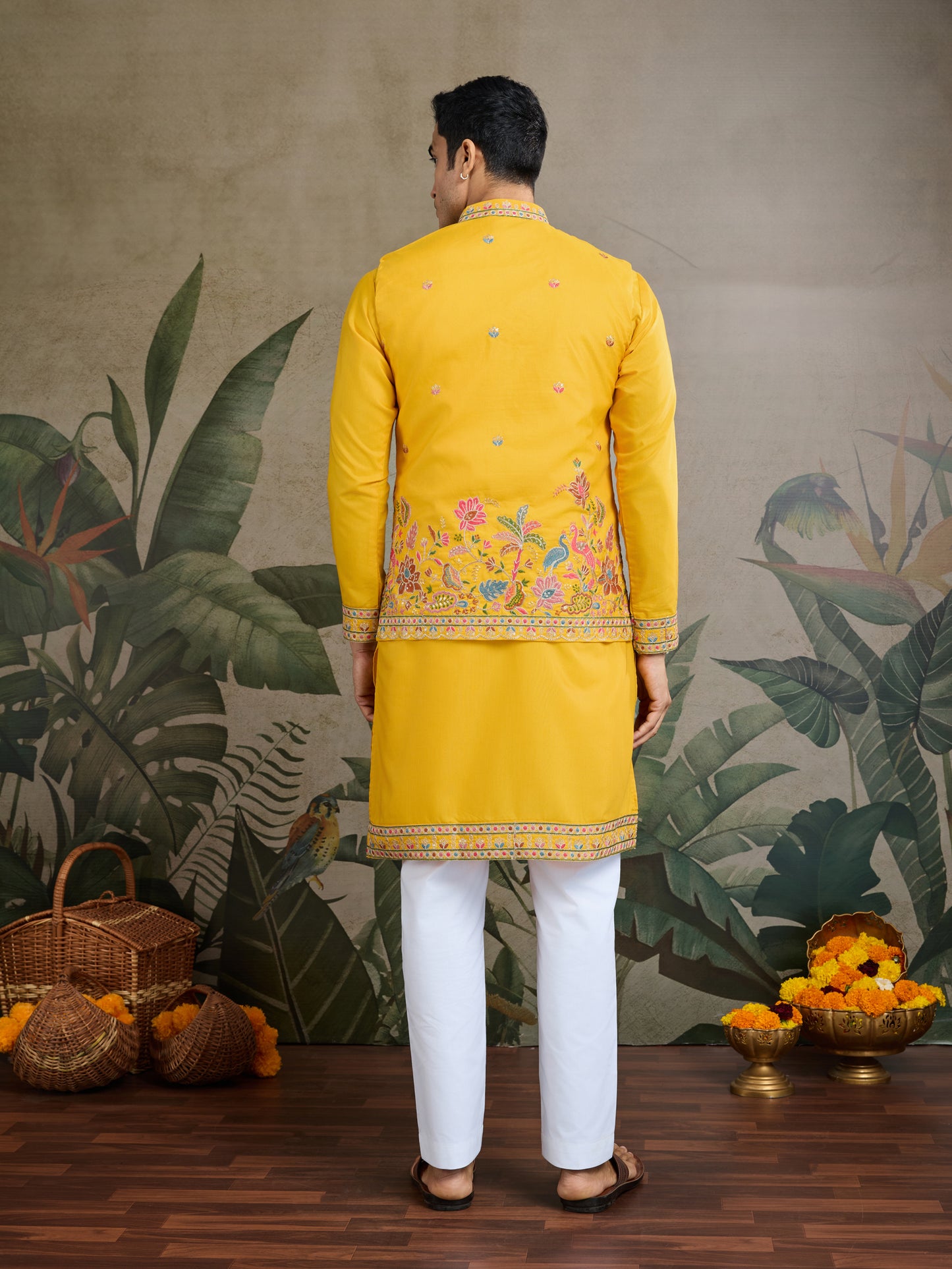 Mustard Yellow Embroidered Kurta – Festive & Wedding Wear
