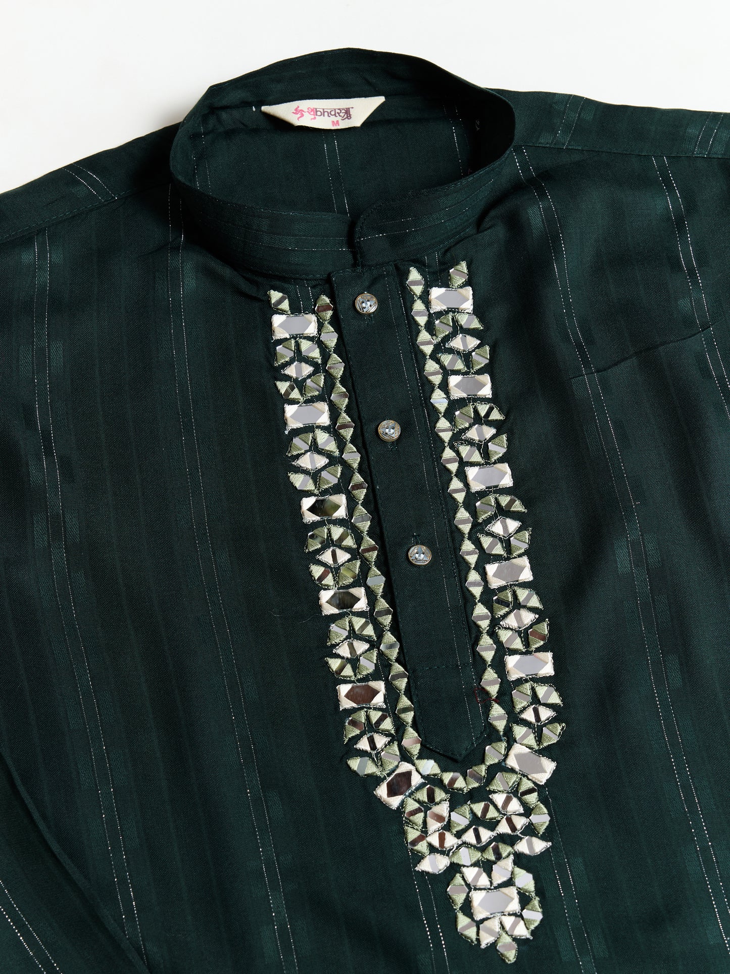 Elegant Green Viscose Kurta with Mirror Work & Printed Dupatta