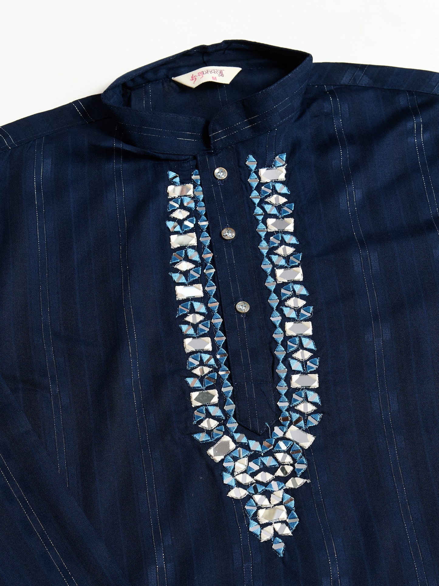 Stylish Navy Viscose Kurta with Mirror Work & Printed Dupatta
