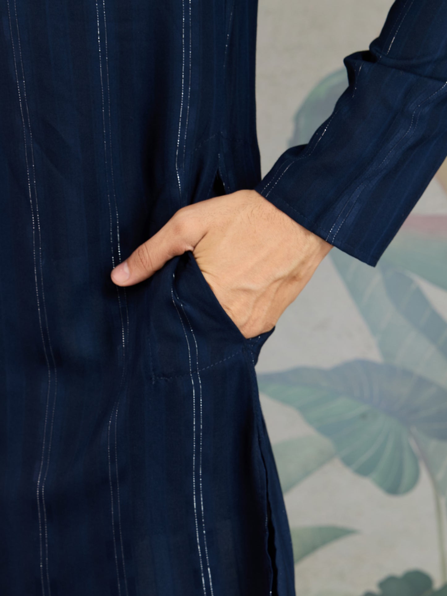 Stylish Navy Viscose Kurta with Mirror Work & Printed Dupatta