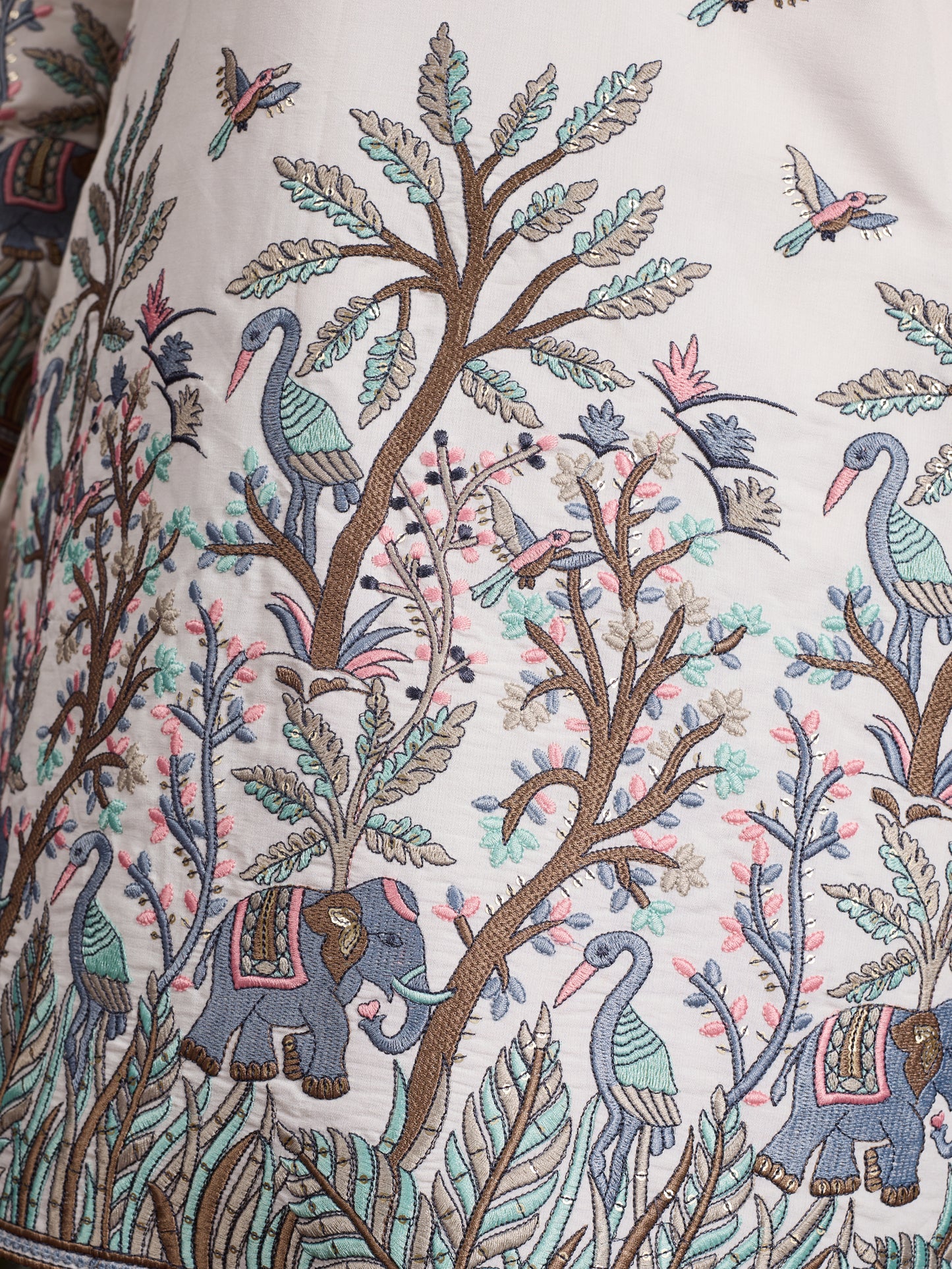 Ivory Heritage Kurta with Handcrafted Nature-Inspired Detailing