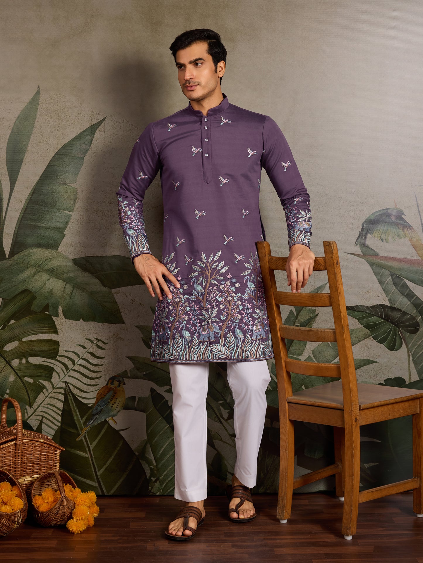 Regal Plum Kurta – Forest Whispers Edition