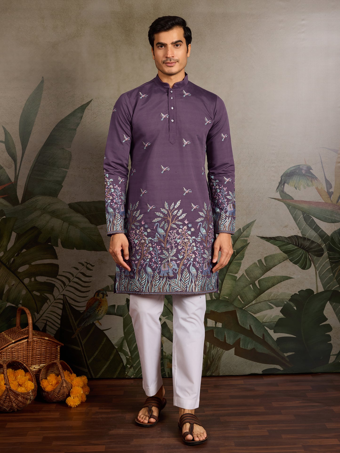 Regal Plum Kurta – Forest Whispers Edition