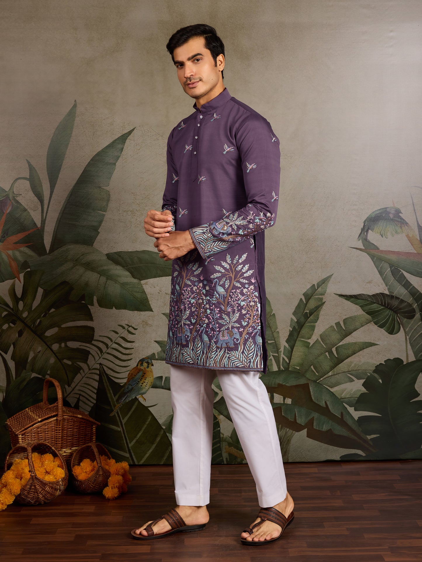 Regal Plum Kurta – Forest Whispers Edition