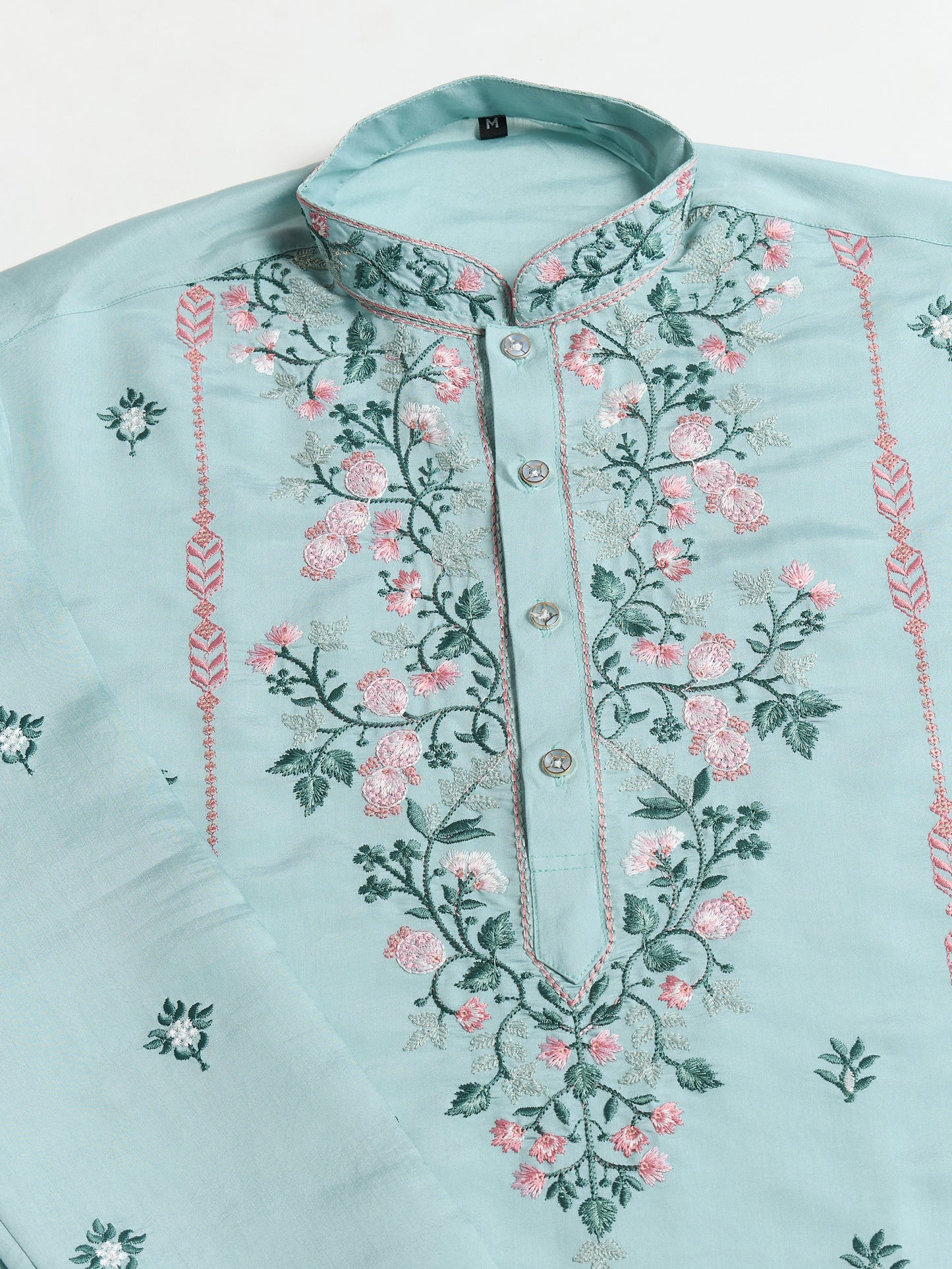 Embroidered Cotton Kurta with Floral Detailing