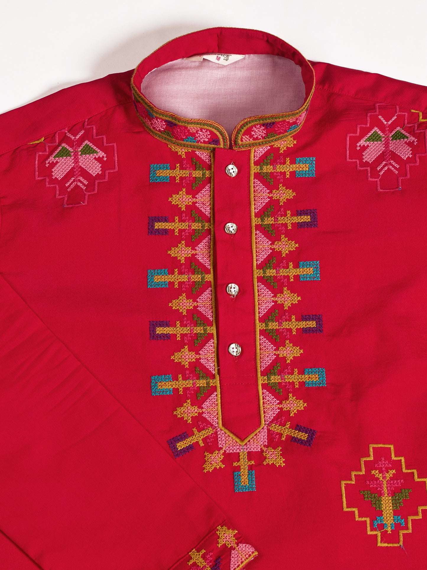 Crimson Heritage:- Red Embroidered Festive Kurta for Men