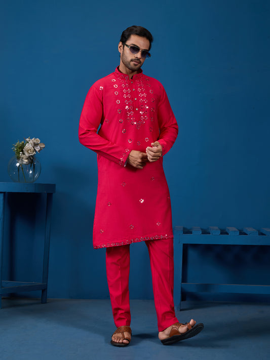 Ravishing Ruby Mirror Kurta With Bottom – Bold. Bright. Unforgettable.