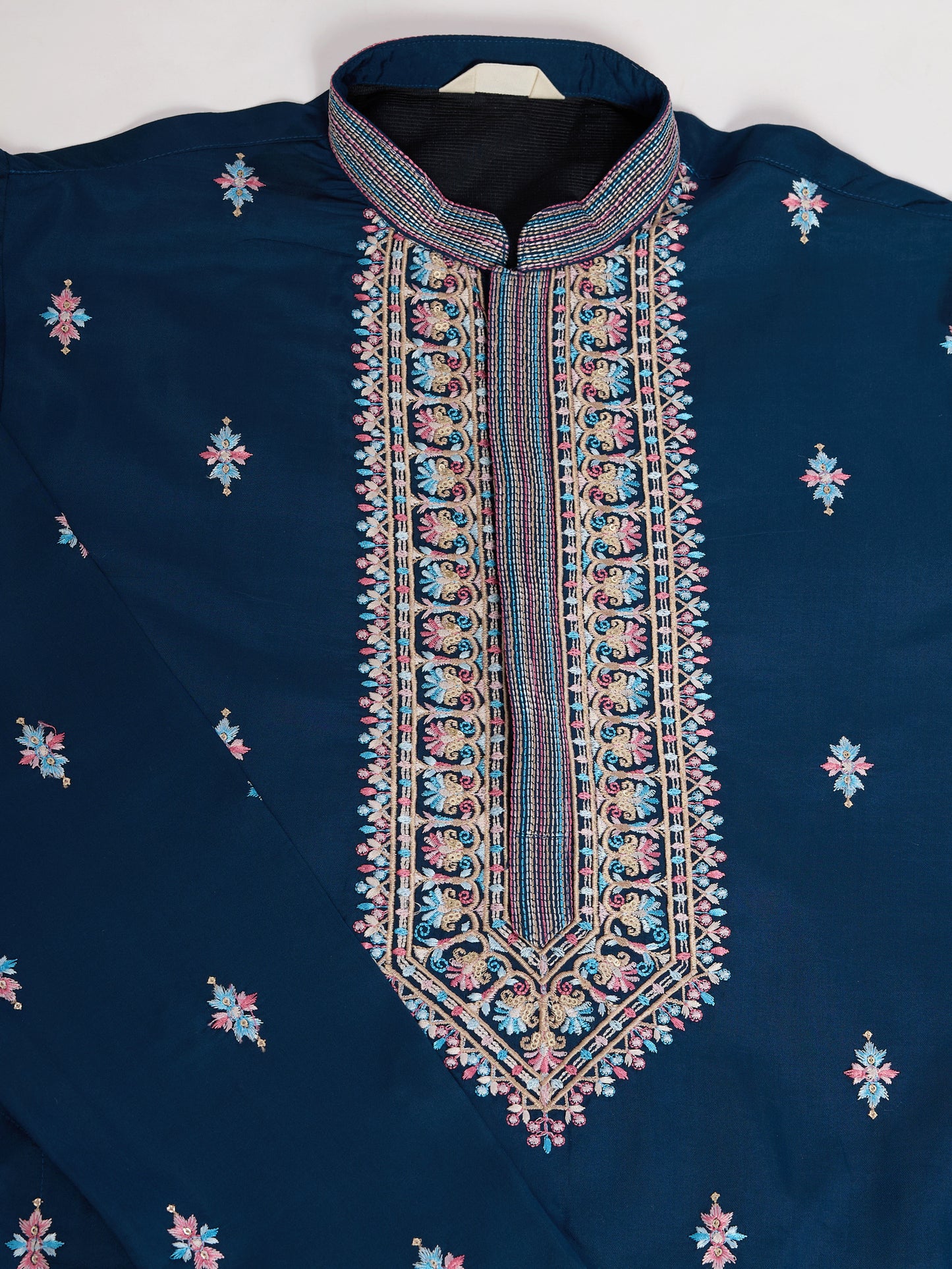 Teal Blue Embroidered Kurta Set