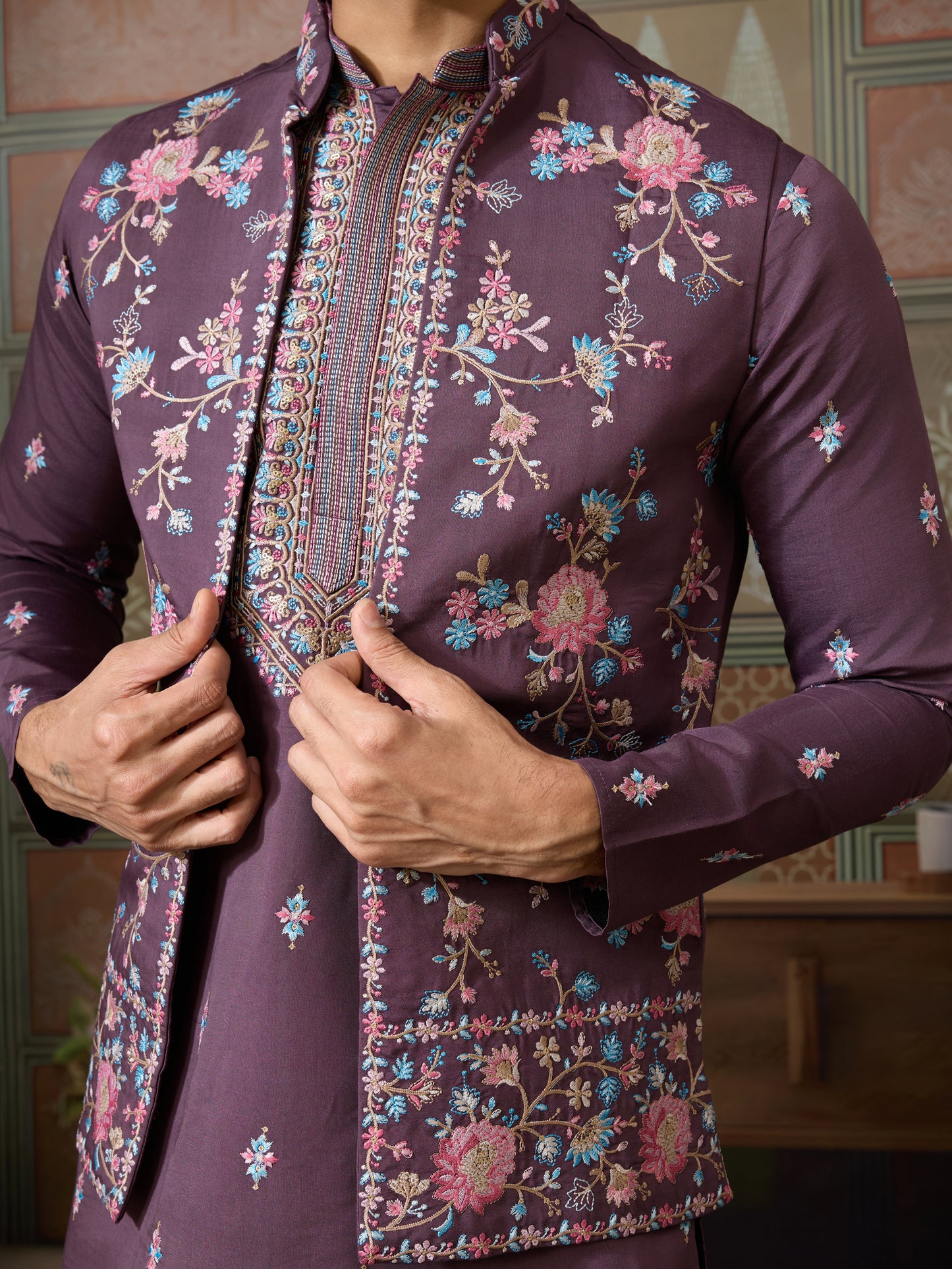 Embrace Elegance with Purple Floral Embroidered Kurta Set