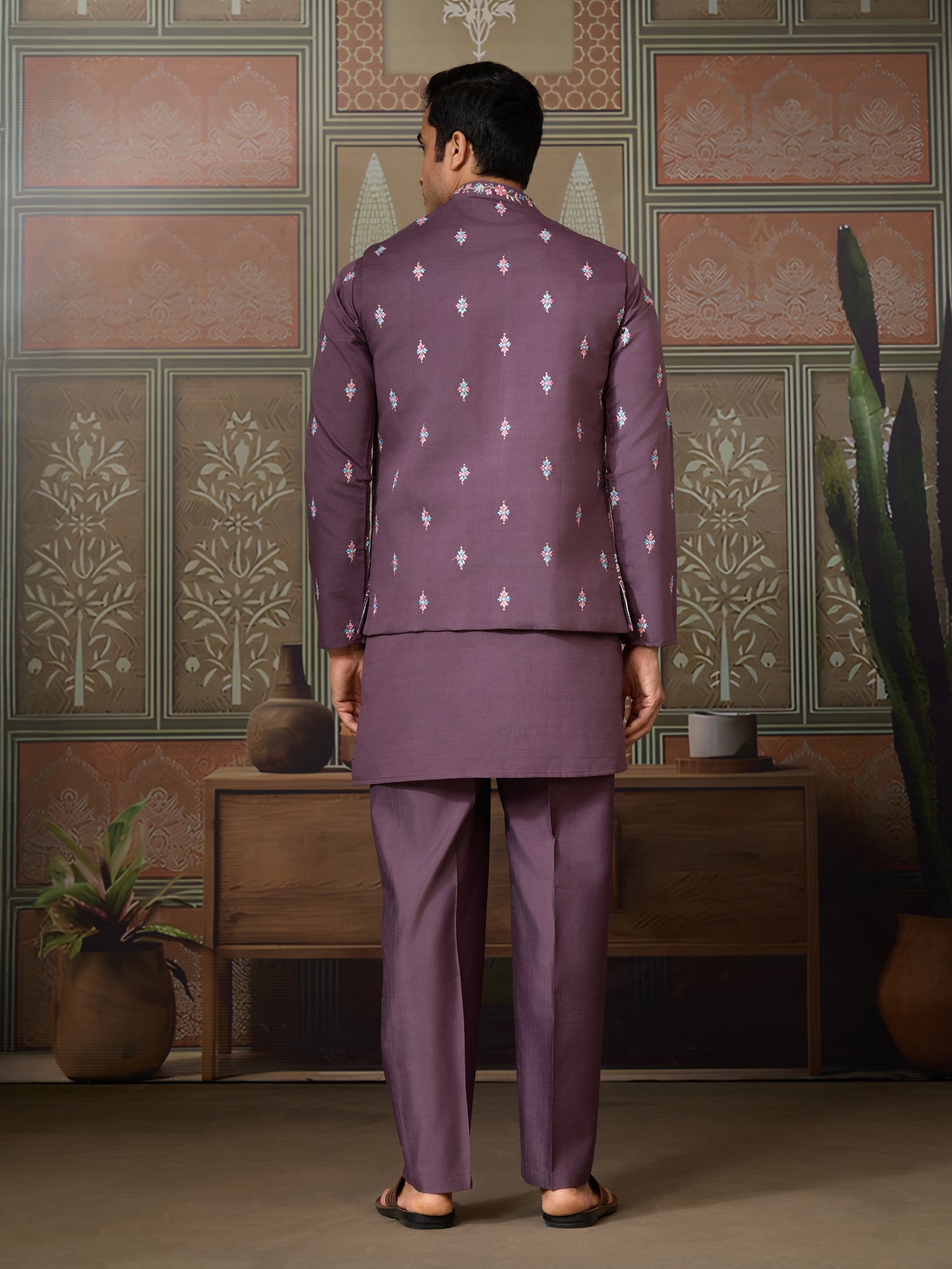 Embrace Elegance with Purple Floral Embroidered Kurta Set