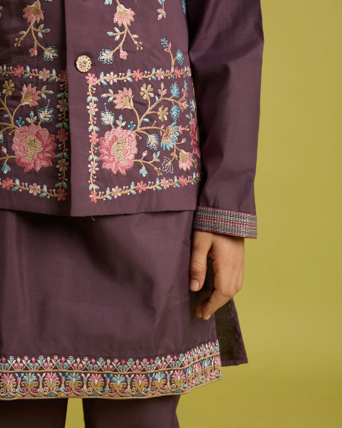 Royal Plum Embroidered Kurta Set for Boys – A Touch of Regal Charm