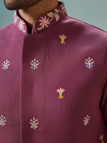 "The Royal Bloom – Plum Kurta Set for the Modern Maharaja"