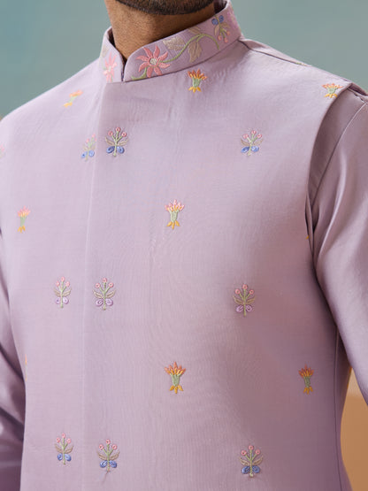 Lavender Bloom Embroidered Kurta Set – Effortless Festive Elegance
