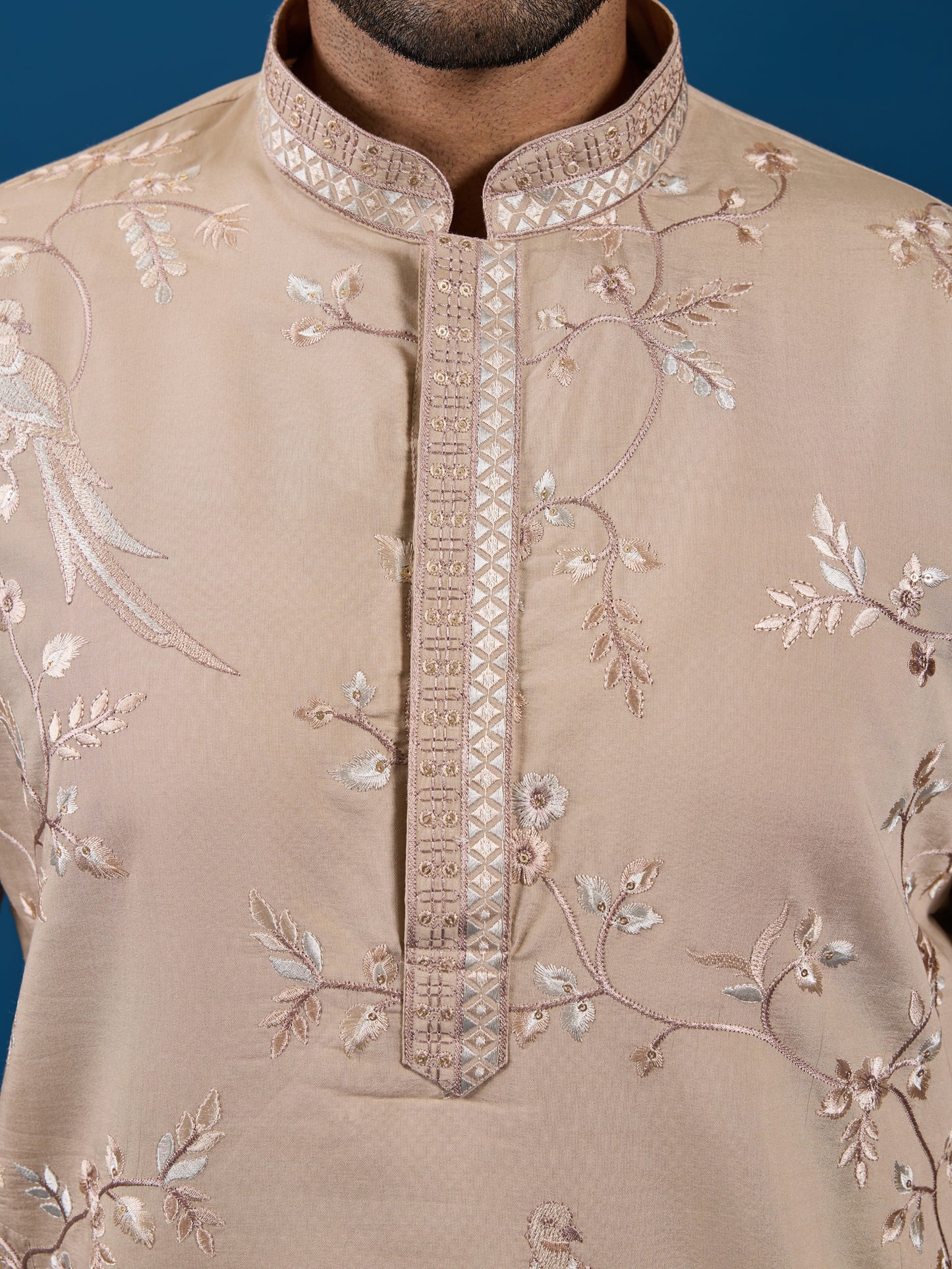 Elite Beige Embroidered Festive Kurta – Royal Charm Edition