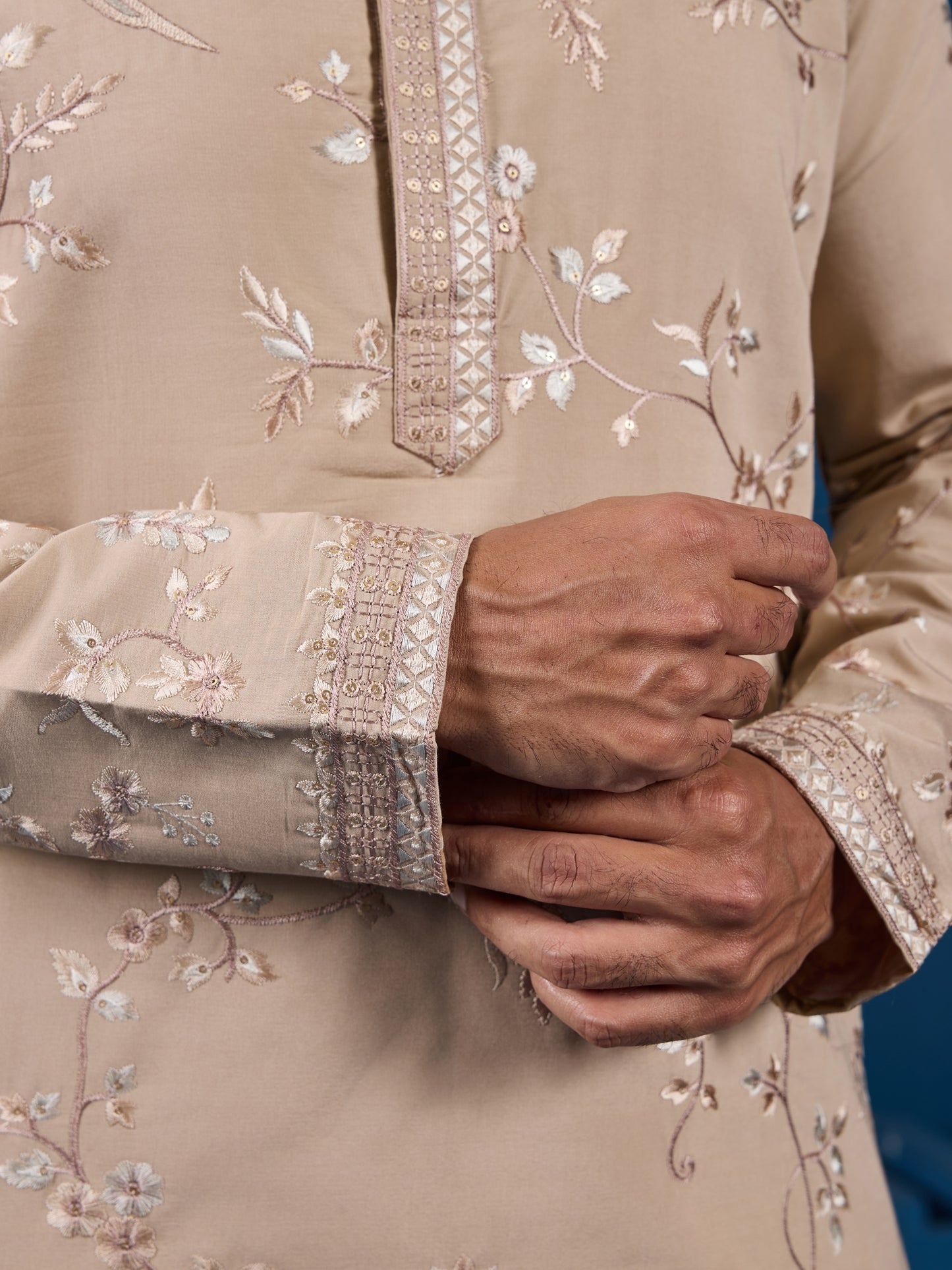 Elite Beige Embroidered Festive Kurta – Royal Charm Edition