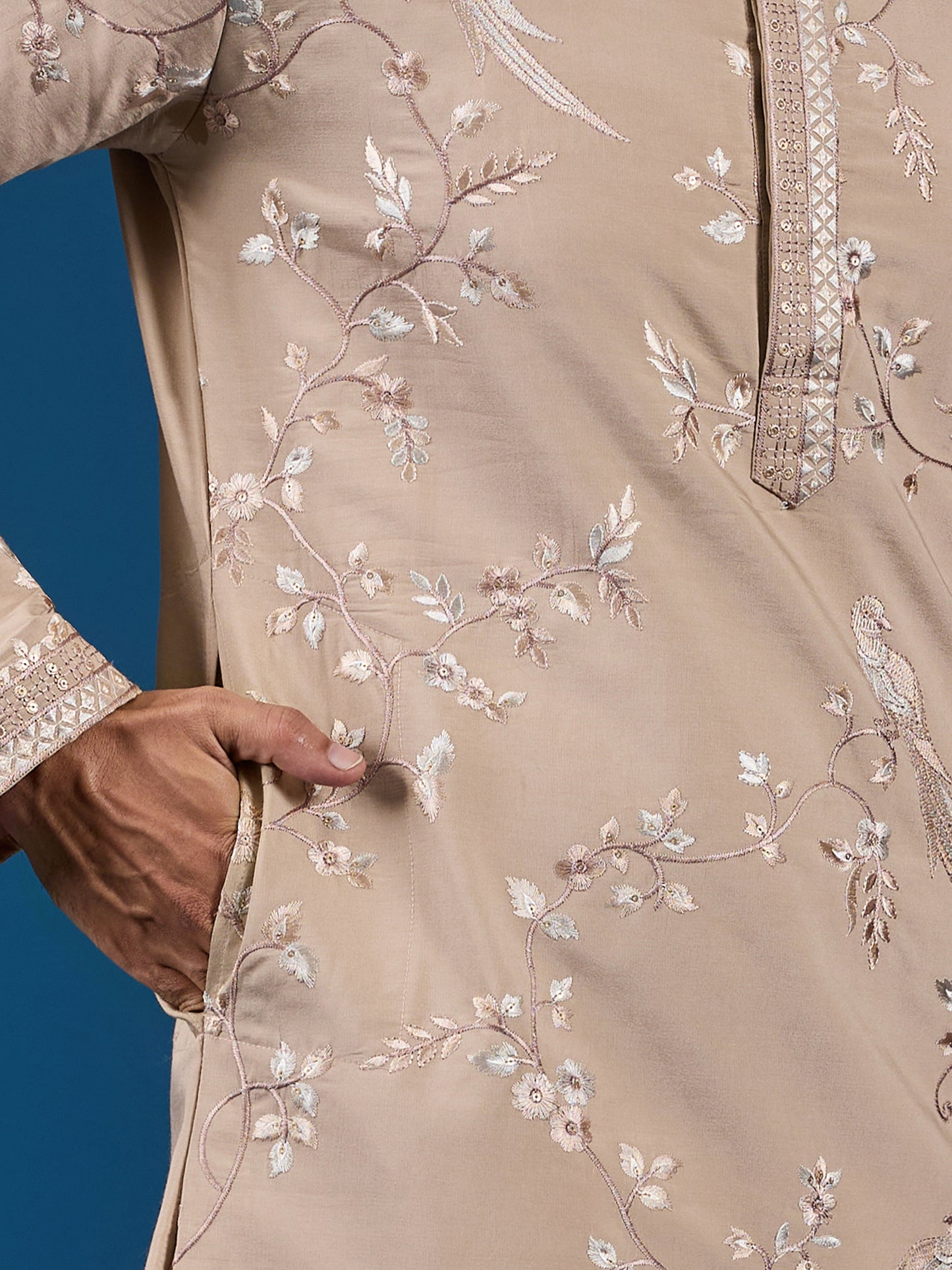 Elite Beige Embroidered Festive Kurta – Royal Charm Edition