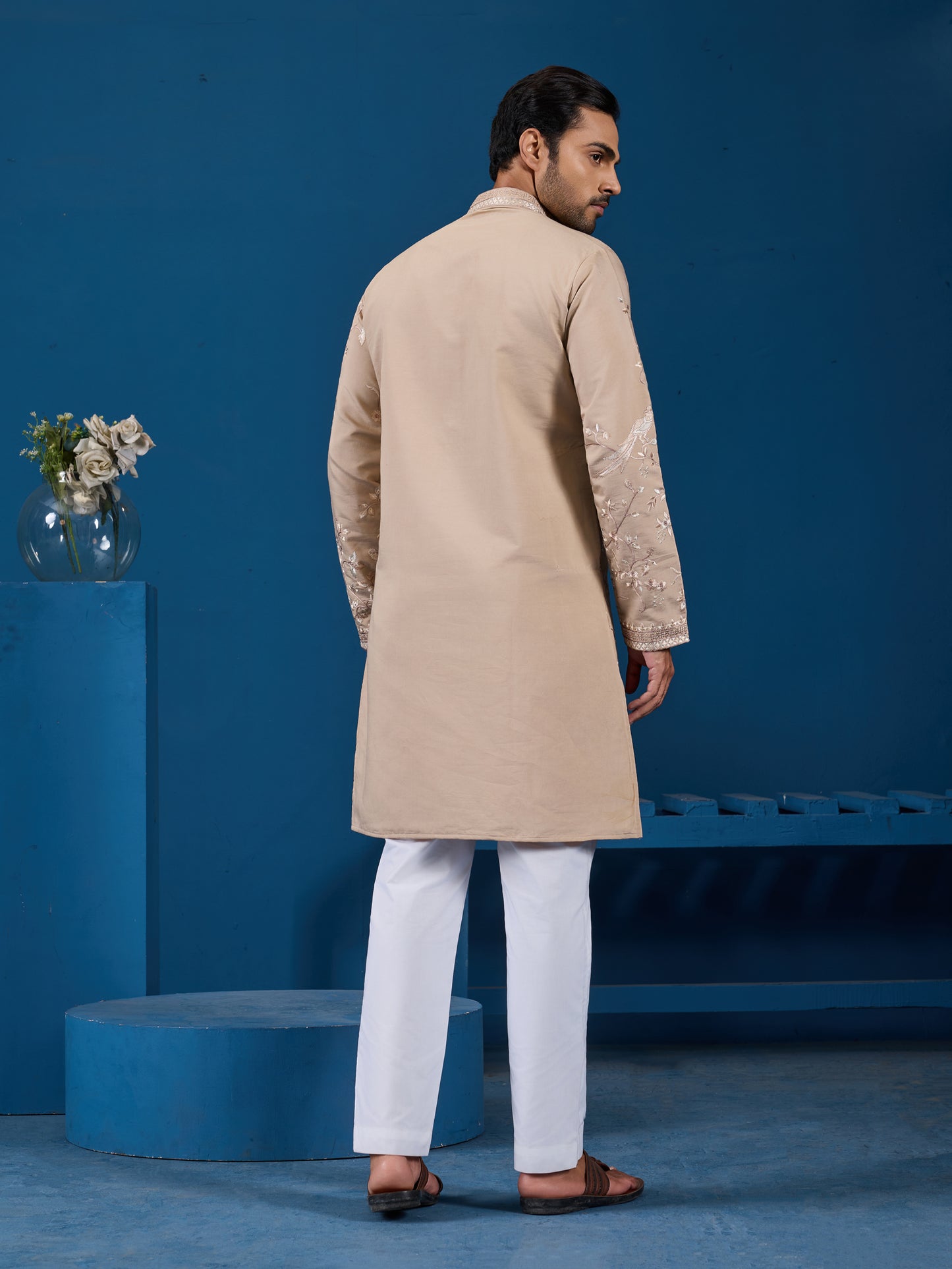Elite Beige Embroidered Festive Kurta – Royal Charm Edition