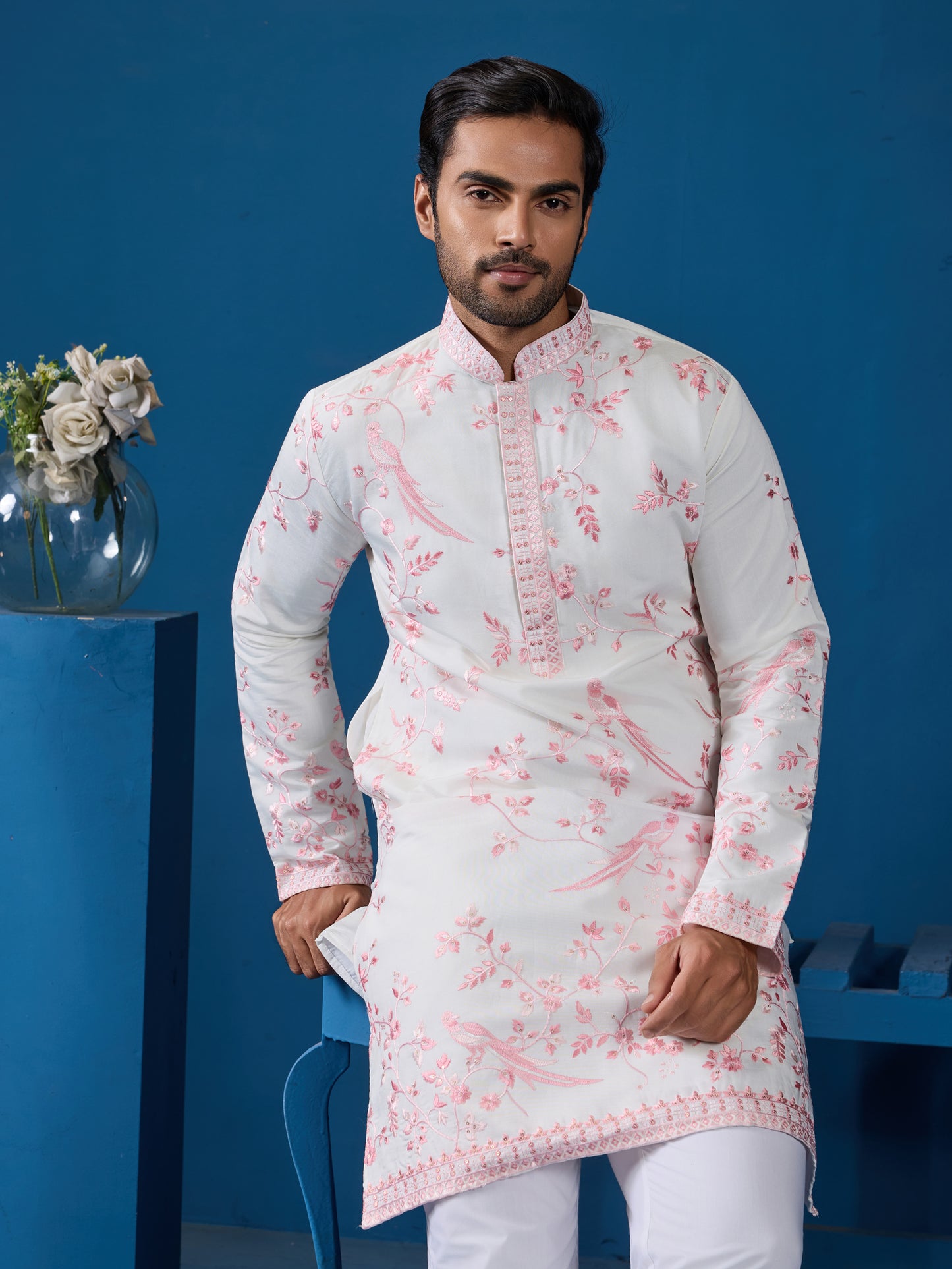Blush Harmony Embroidered Kurta – The Soft Elegance Edition
