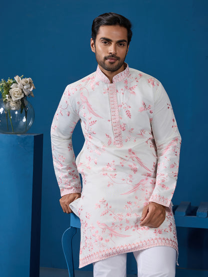 Blush Harmony Embroidered Kurta – The Soft Elegance Edition