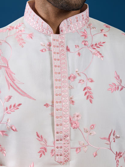 Blush Harmony Embroidered Kurta – The Soft Elegance Edition