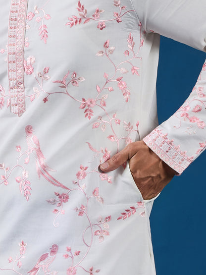 Blush Harmony Embroidered Kurta – The Soft Elegance Edition