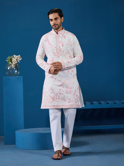 Blush Harmony Embroidered Kurta – The Soft Elegance Edition