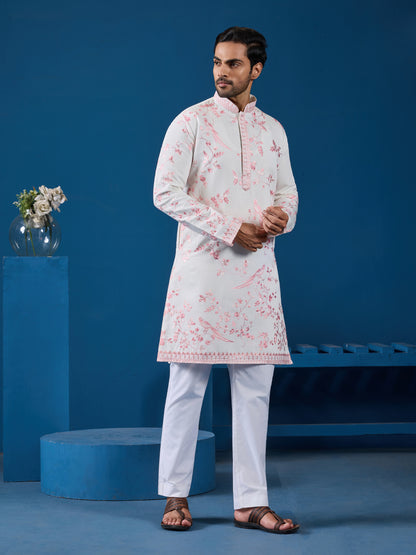 Blush Harmony Embroidered Kurta – The Soft Elegance Edition