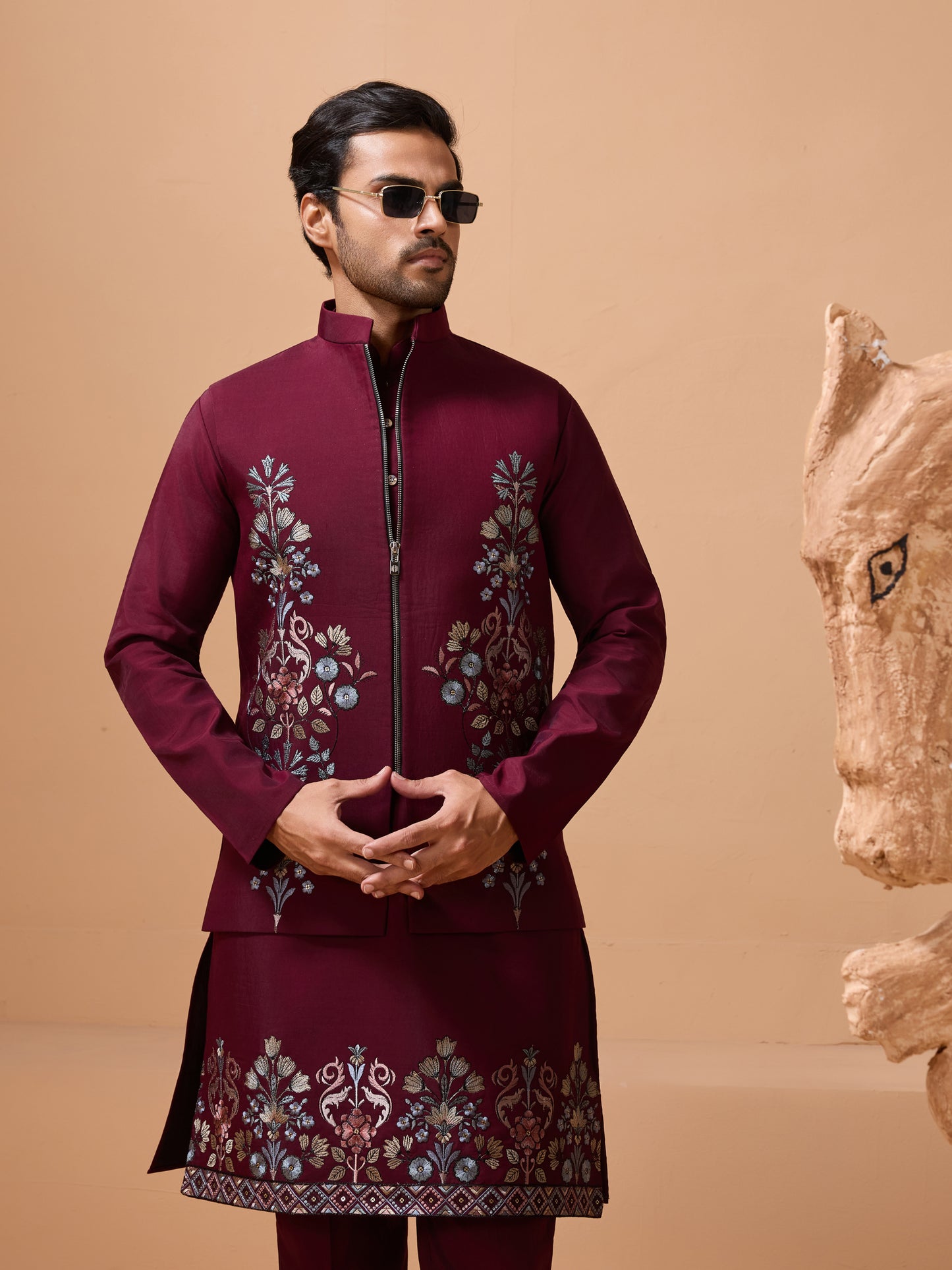 Majestic Maroon Embroidered Kurta Set – Where Tradition Meets Royalty