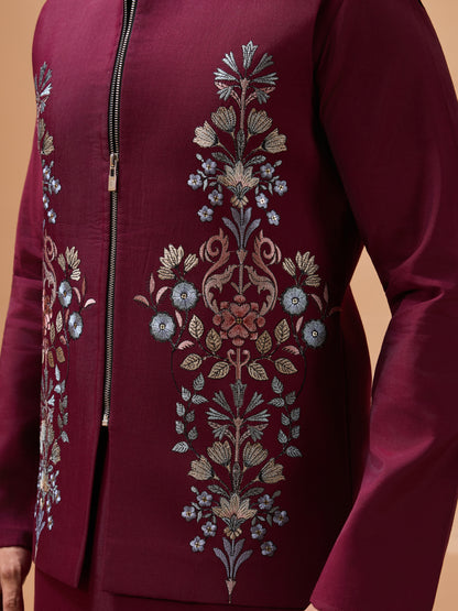 Majestic Maroon Embroidered Kurta Set – Where Tradition Meets Royalty