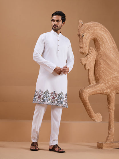 Ivory Bloom – The Embroidered Elegance Kurta Set
