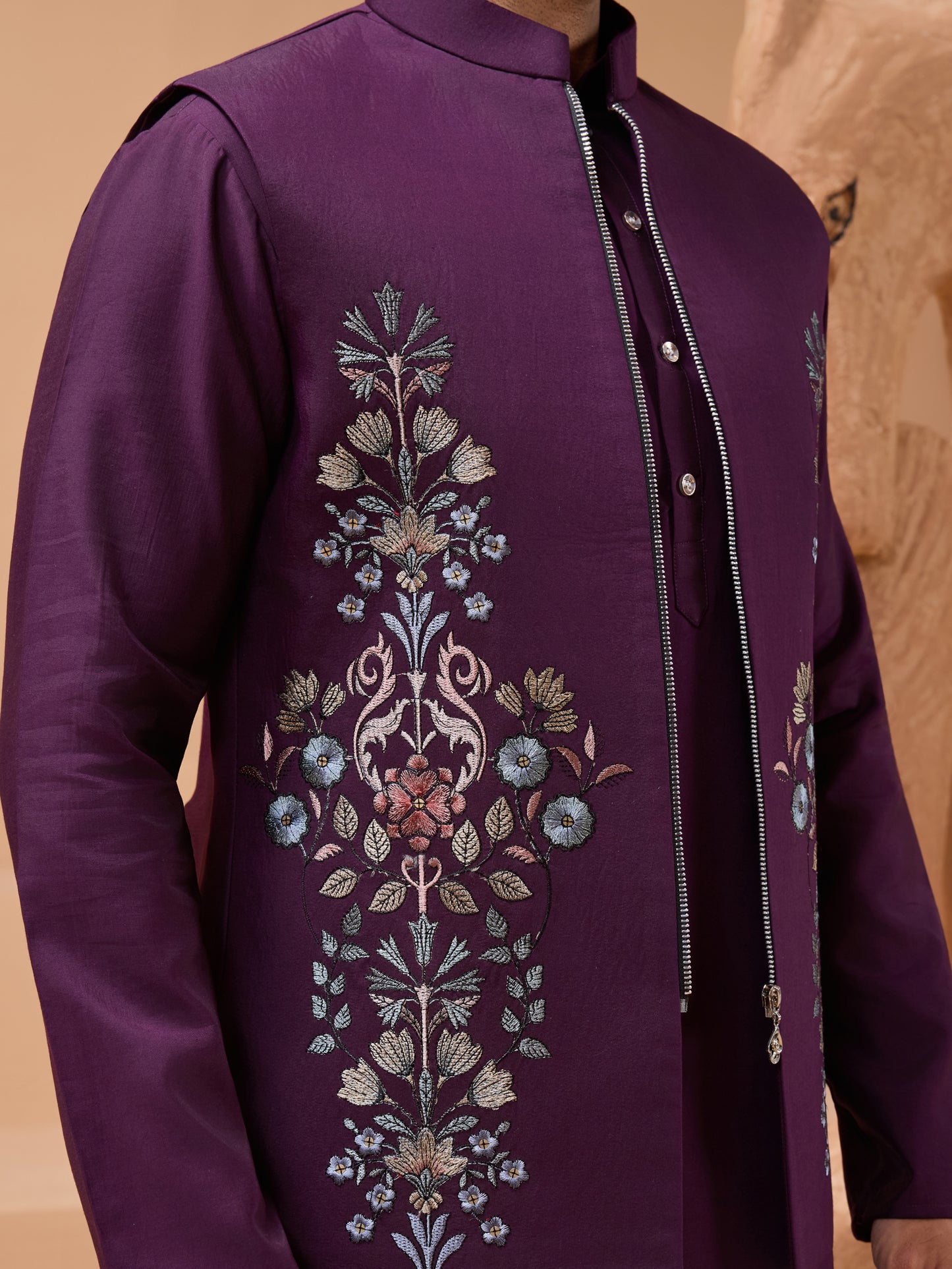 Royal Plum Embroidered Kurta Set – Redefining Ethnic Elegance